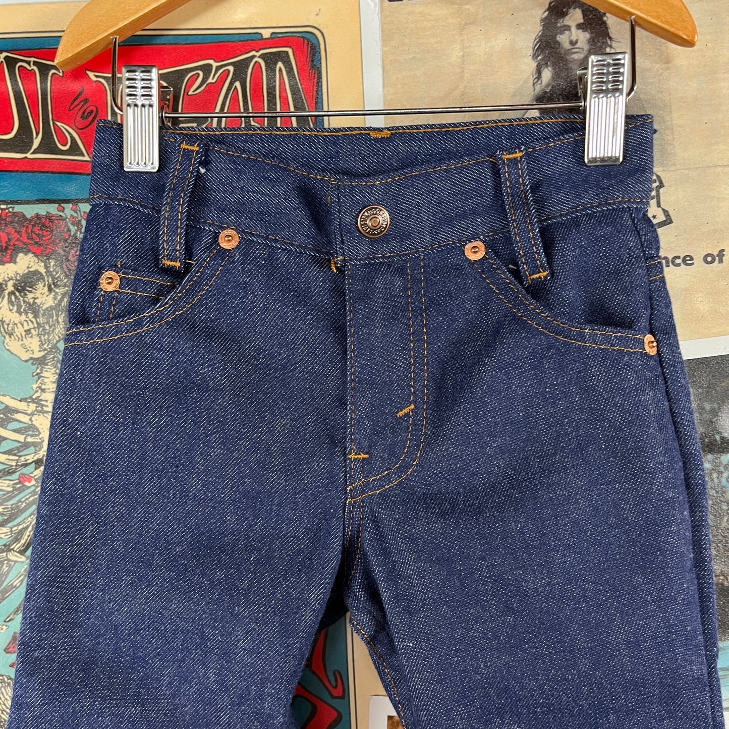 Vintage Toddler Kids 70s-80s Levi's 517 Orange Tab Flares Denim Jeans Pants 3T