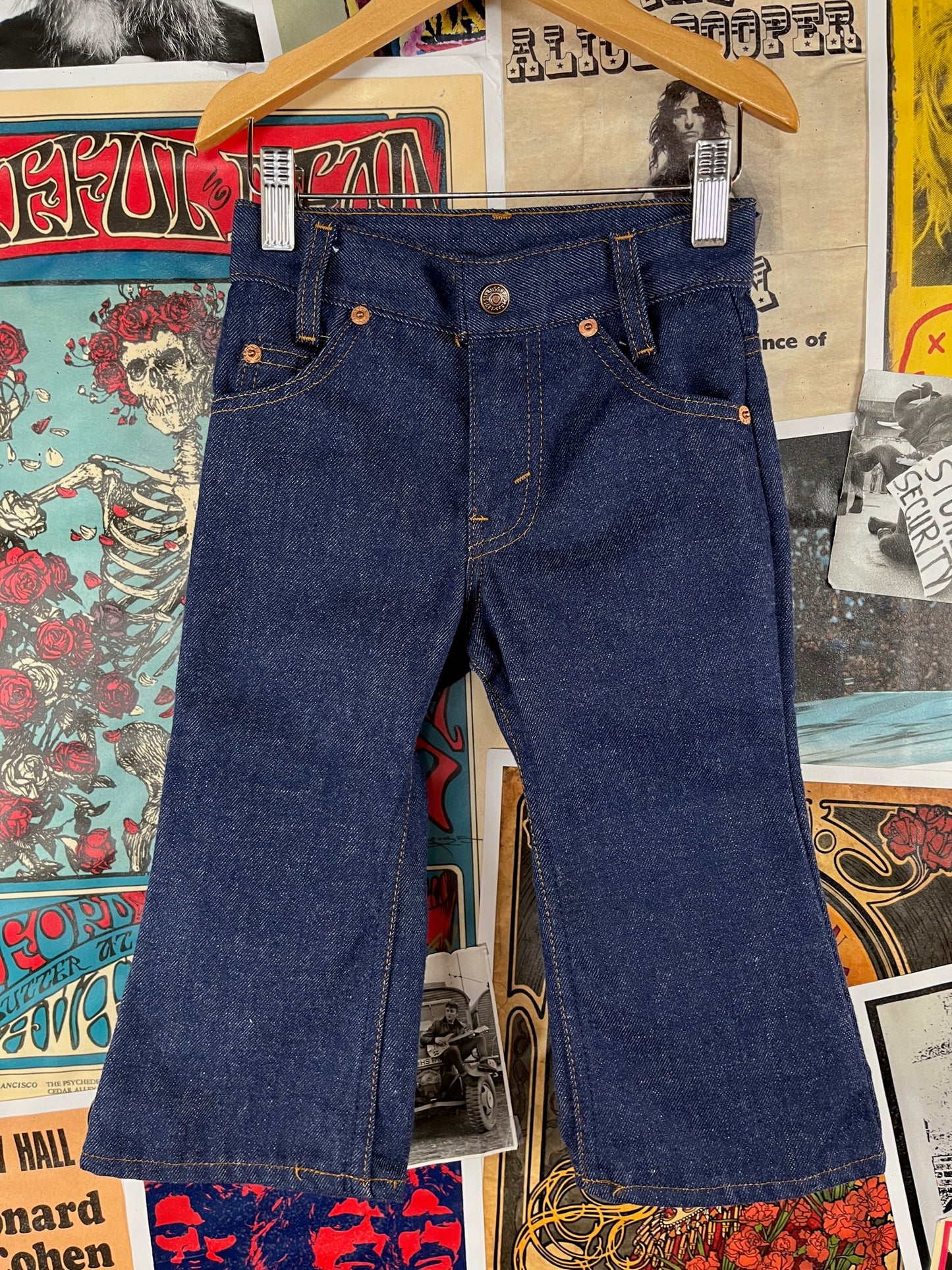 Vintage Toddler Kids 70s-80s Levi's 517 Orange Tab Flares Denim Jeans Pants 3T