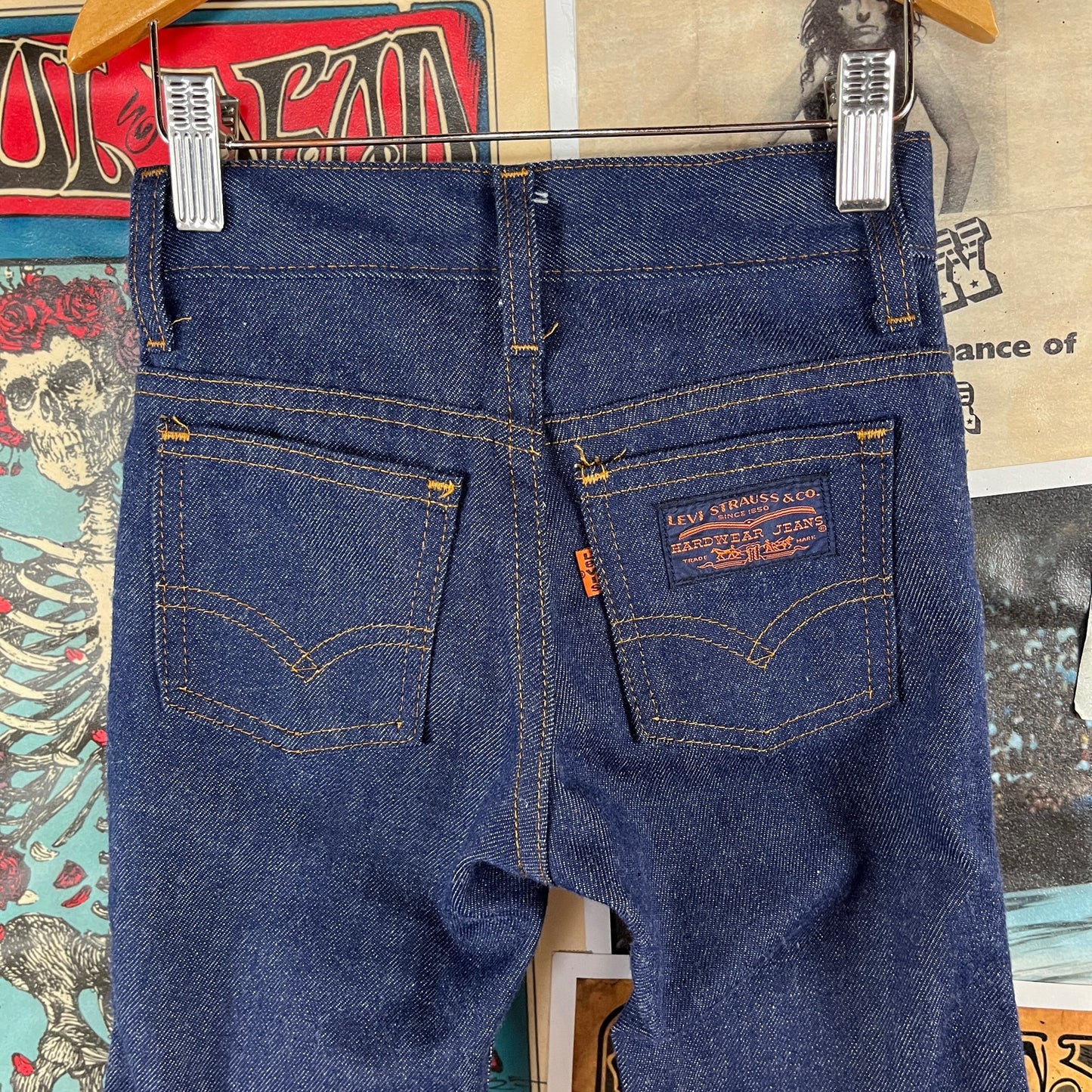 Vintage Toddler Kids 70s-80s Levi's 517 Orange Tab Flares Denim Jeans Pants 3T