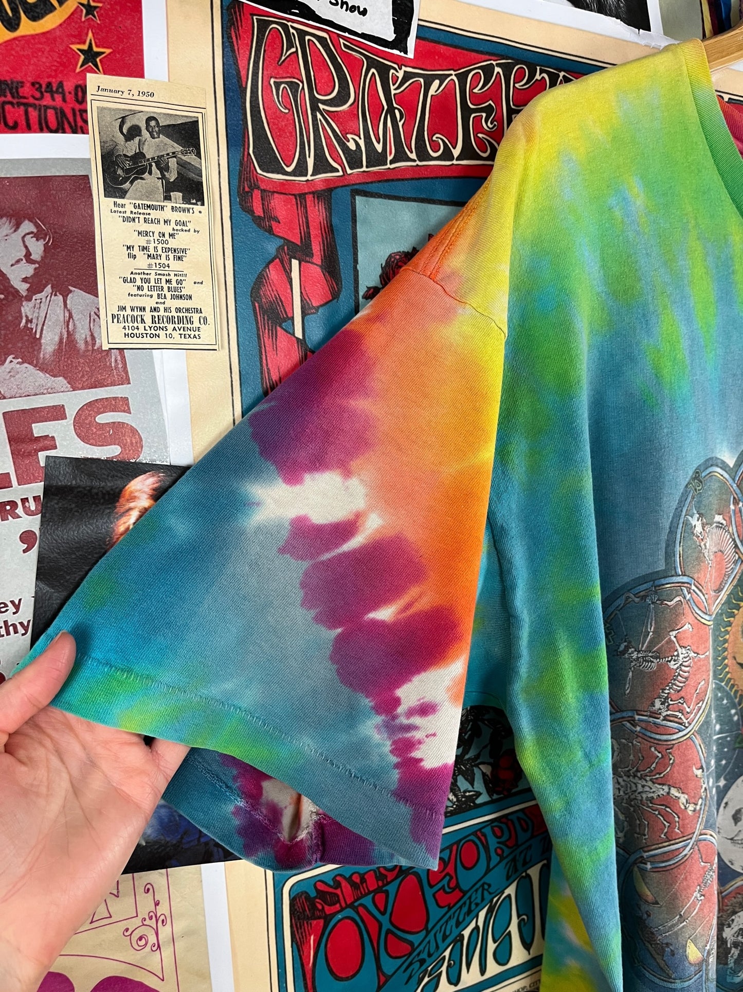 Vintage 80s Grateful Dead Jerry Jaspar Sun Moon Skeleton Astrology Zodiac Signs Tie Dye Single Stitch Graphic Band Tee T-Shirt XL