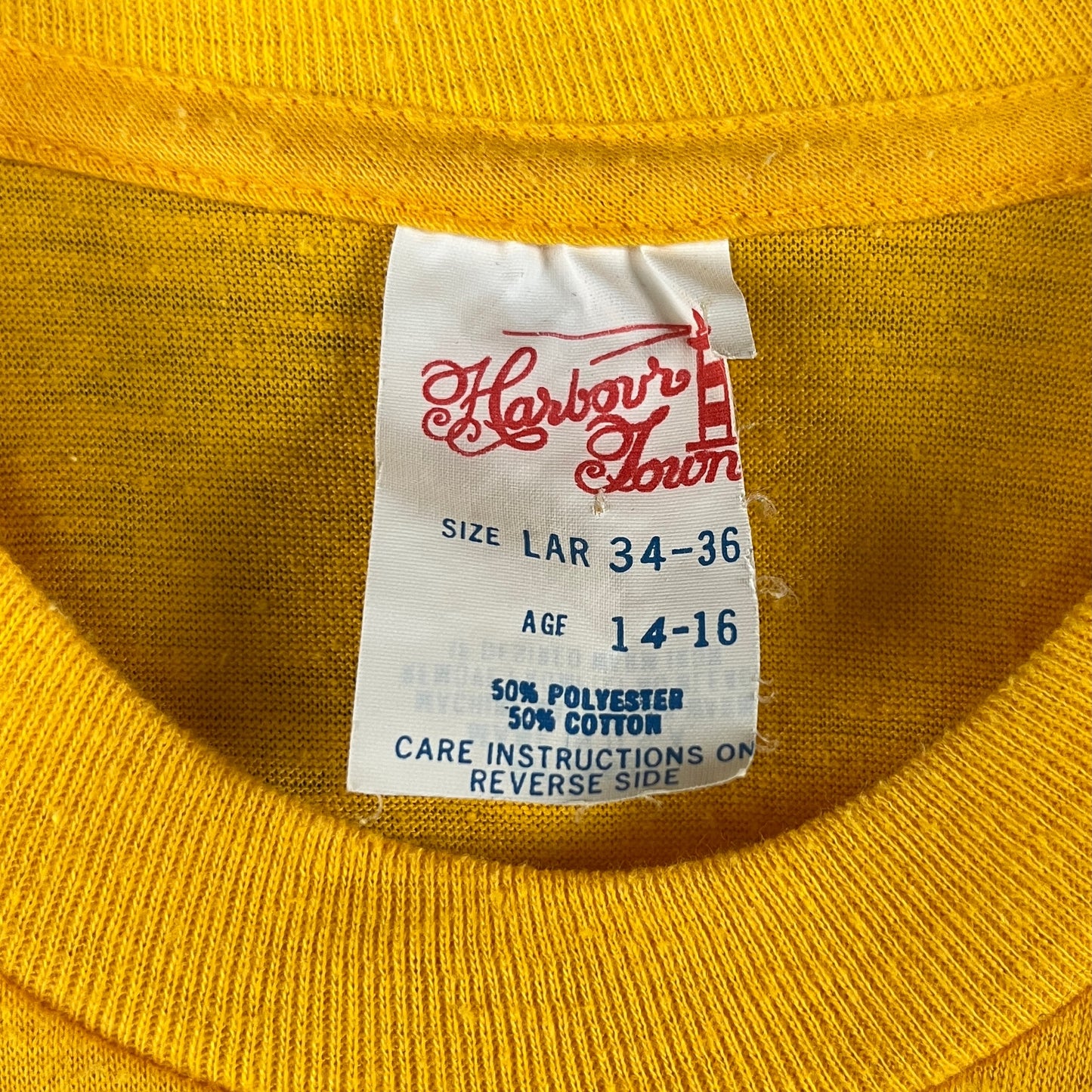 Vintage Kids 70s Retro Yellow Love Me Tender Elvis Iron On Graphic Harbor Town T-Shirt