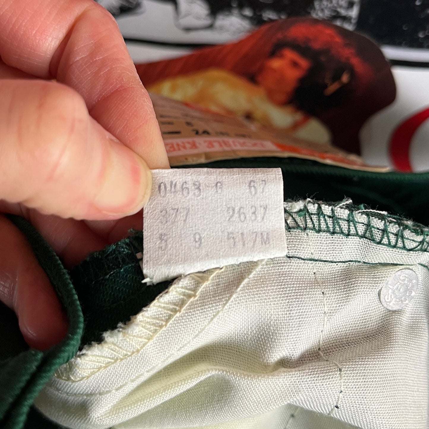 Vintage Kids 80s Deadstock Green Levi's Hardwear Twill Blue Tab Big E Denim Jeans Size 7 Ages 6-7