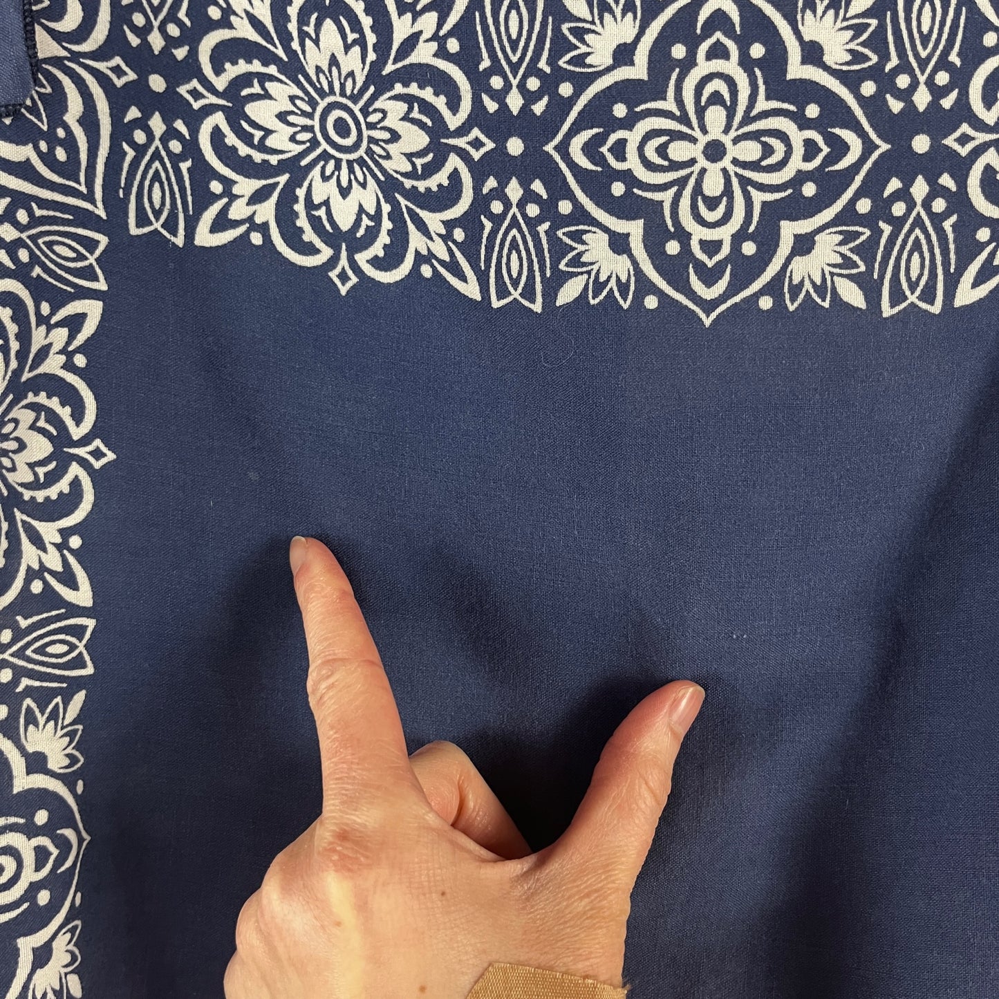 Vintage 50s-60s Indigo Blue White All Cotton Paisley Floral Print Rockabilly Western Fast Color RN 14193 USA Bandana Handkerchief Hanky
