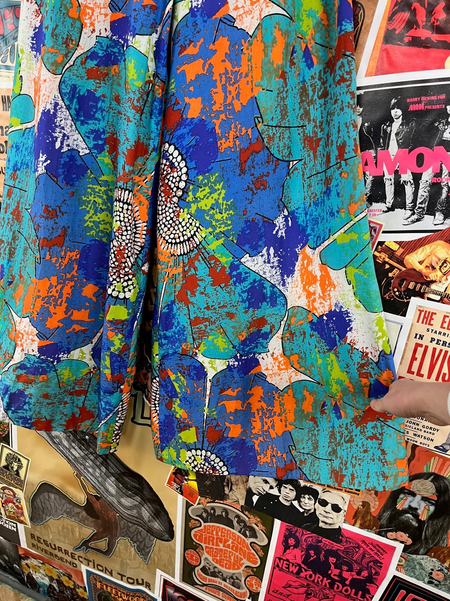 Vintage Women's 60s-70s Lady Albert Abstract Print High Rise Wide Leg Rayon Silk Trouser Pants 26x32