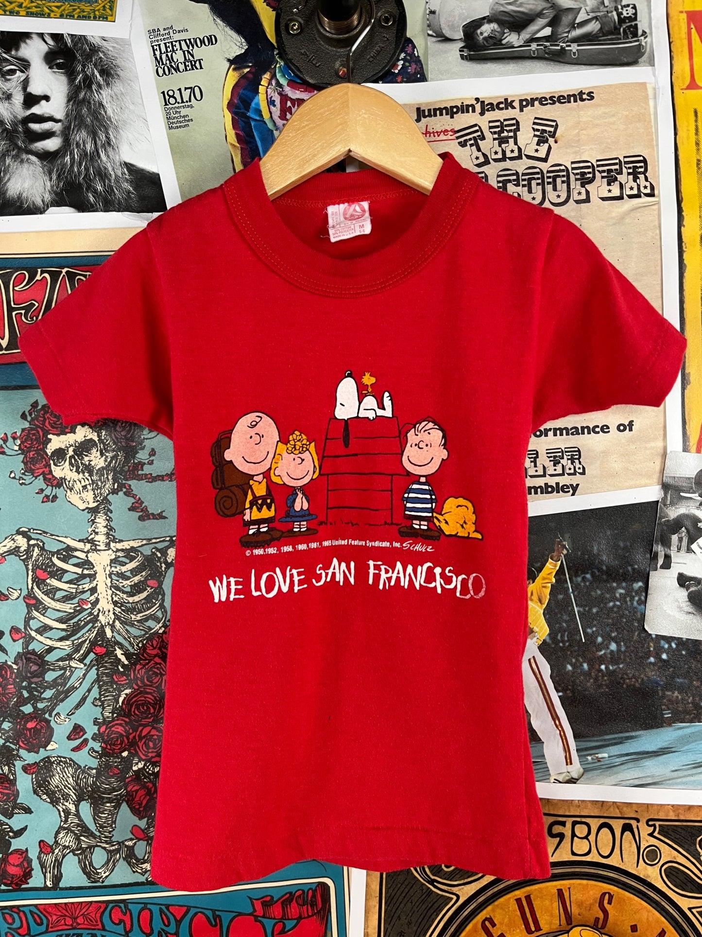 Vintage Toddler Kids 80s Peanuts Snoopy Cartoon We Love San Francisco California Souvenir Graphic T-Shirt 3T Slim