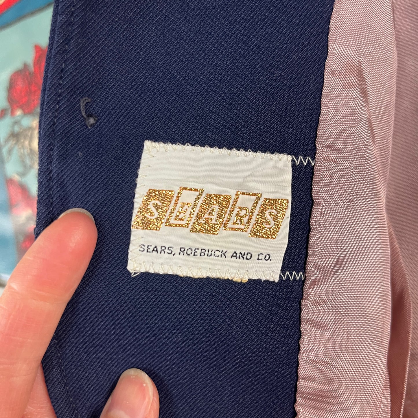 Vintage Toddler Boys Kids 50s-60s Navy Blue Sears Roebuck and Co Single Breasted Blazer Jacket Size 4 Age 3-4