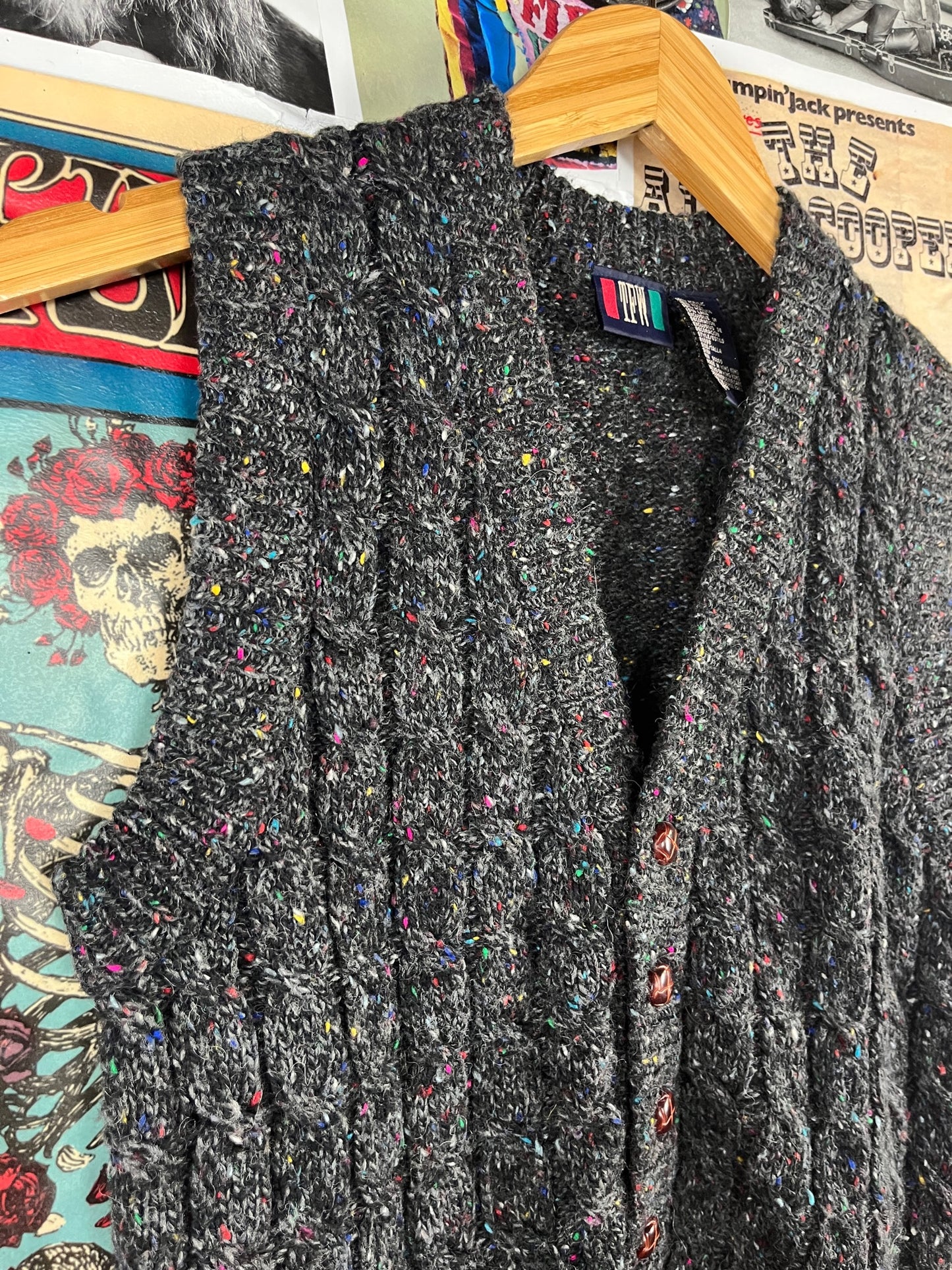 Vintage Kids Boys 90s Gray Flecked Speckled Wool Blend Knit TFW Grandpa Style Sweater Vest Size 8 Ages 7-8