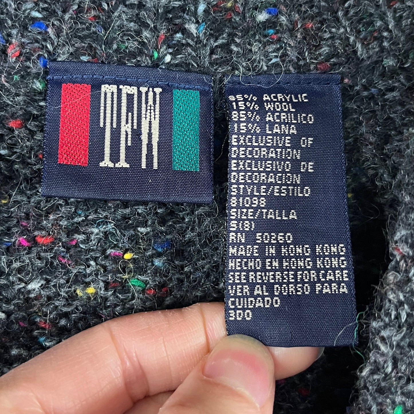 Vintage Kids Boys 90s Gray Flecked Speckled Wool Blend Knit TFW Grandpa Style Sweater Vest Size 8 Ages 7-8