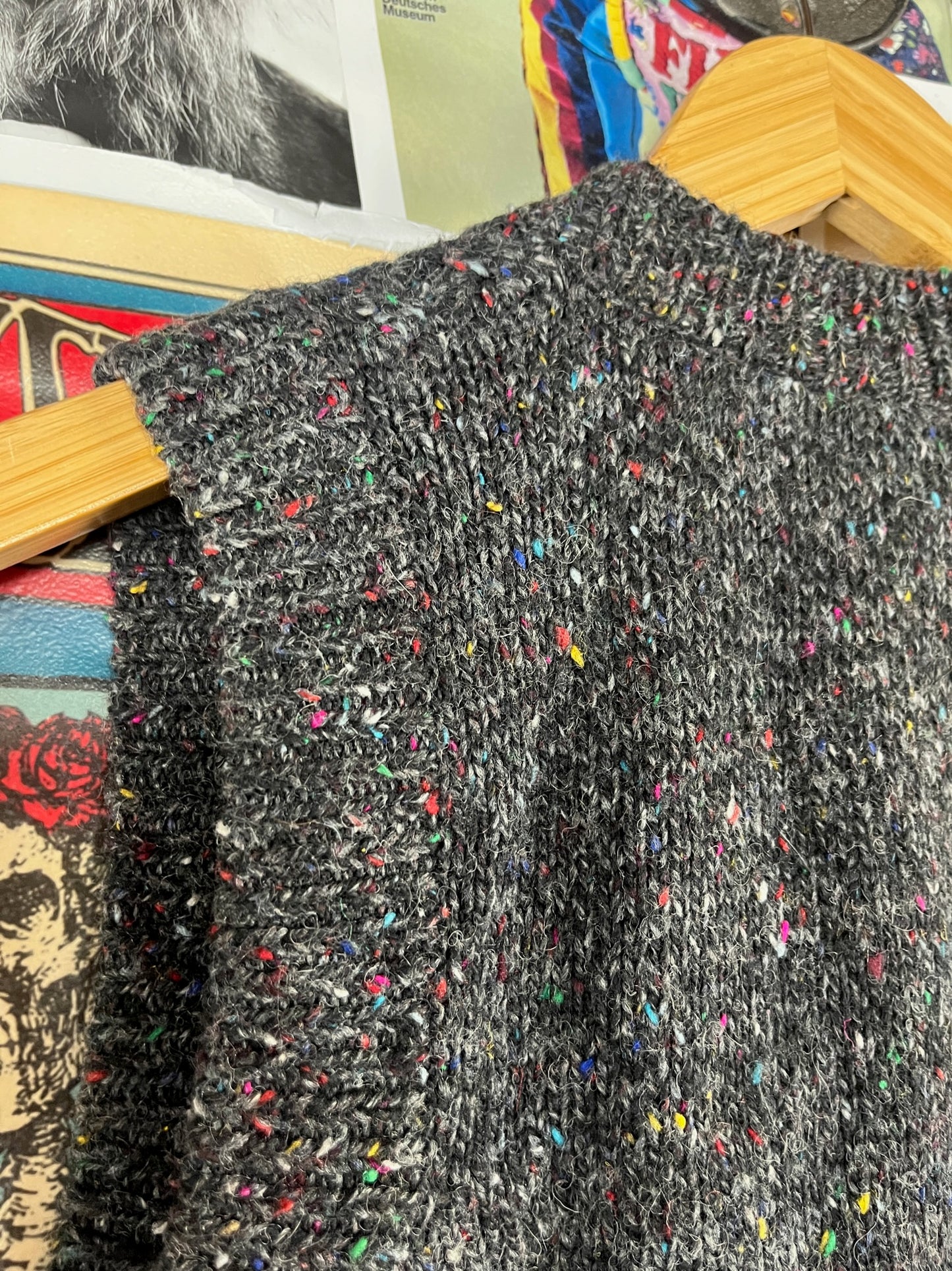 Vintage Kids Boys 90s Gray Flecked Speckled Wool Blend Knit TFW Grandpa Style Sweater Vest Size 8 Ages 7-8