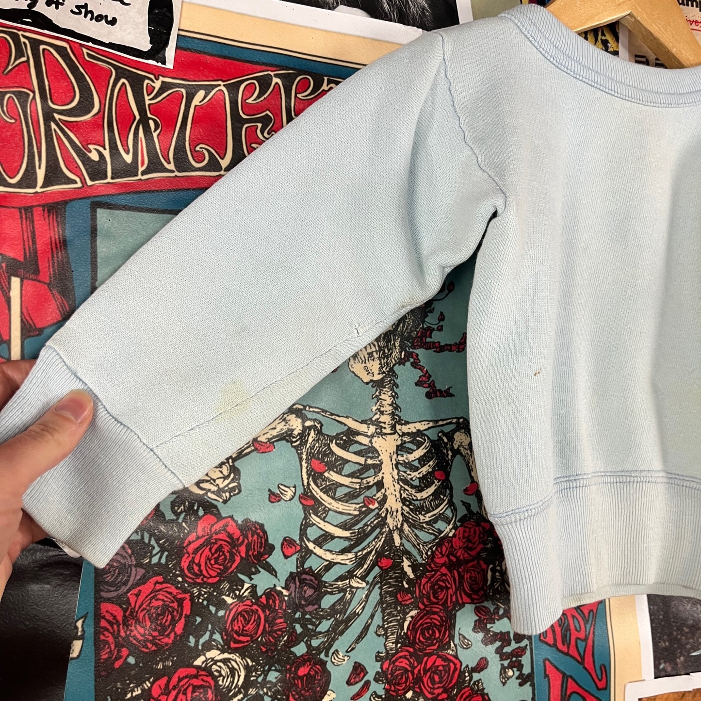 Vintage Toddler Kids 50s Light Blue Faded Jacksonville Florida Stained Grunge Souvenir Pullover Crewneck Sweatshirt 18-24 Months