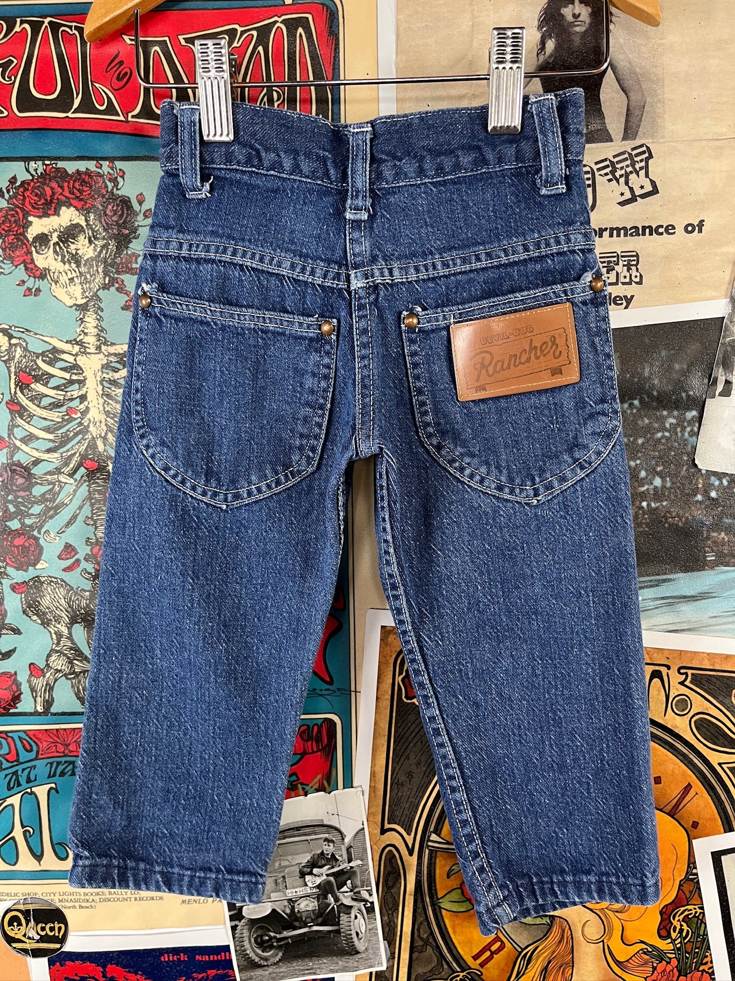 Vintage Baby Kids 70s Blue Devil Dog Rancher Denim Jeans 6-9M