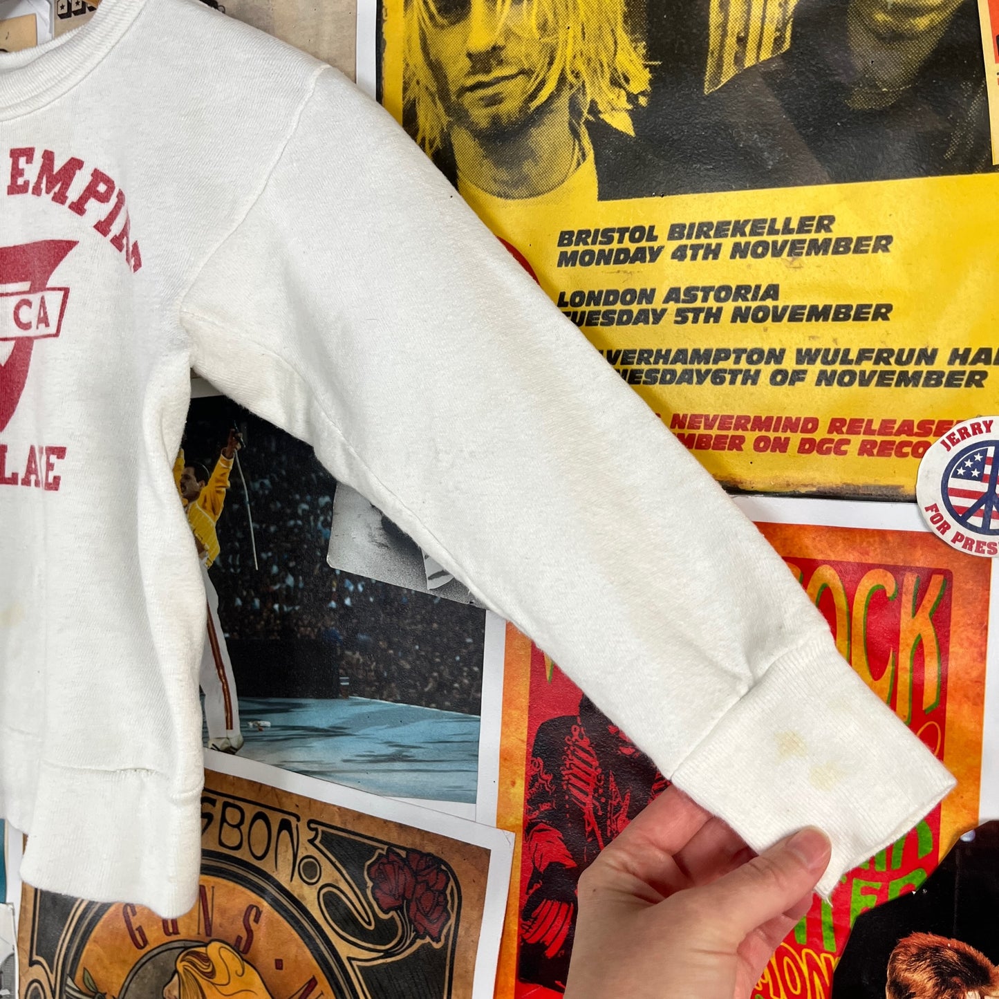 Vintage Kids 50s-60s White Red Inland Empire YMCA Fan Lake Pullover Crewneck Sweatshirt Size 5 Ages 4-5