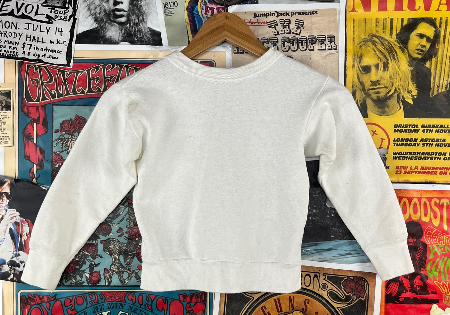 Vintage Kids 50s-60s White Red Inland Empire YMCA Fan Lake Pullover Crewneck Sweatshirt Size 5 Ages 4-5