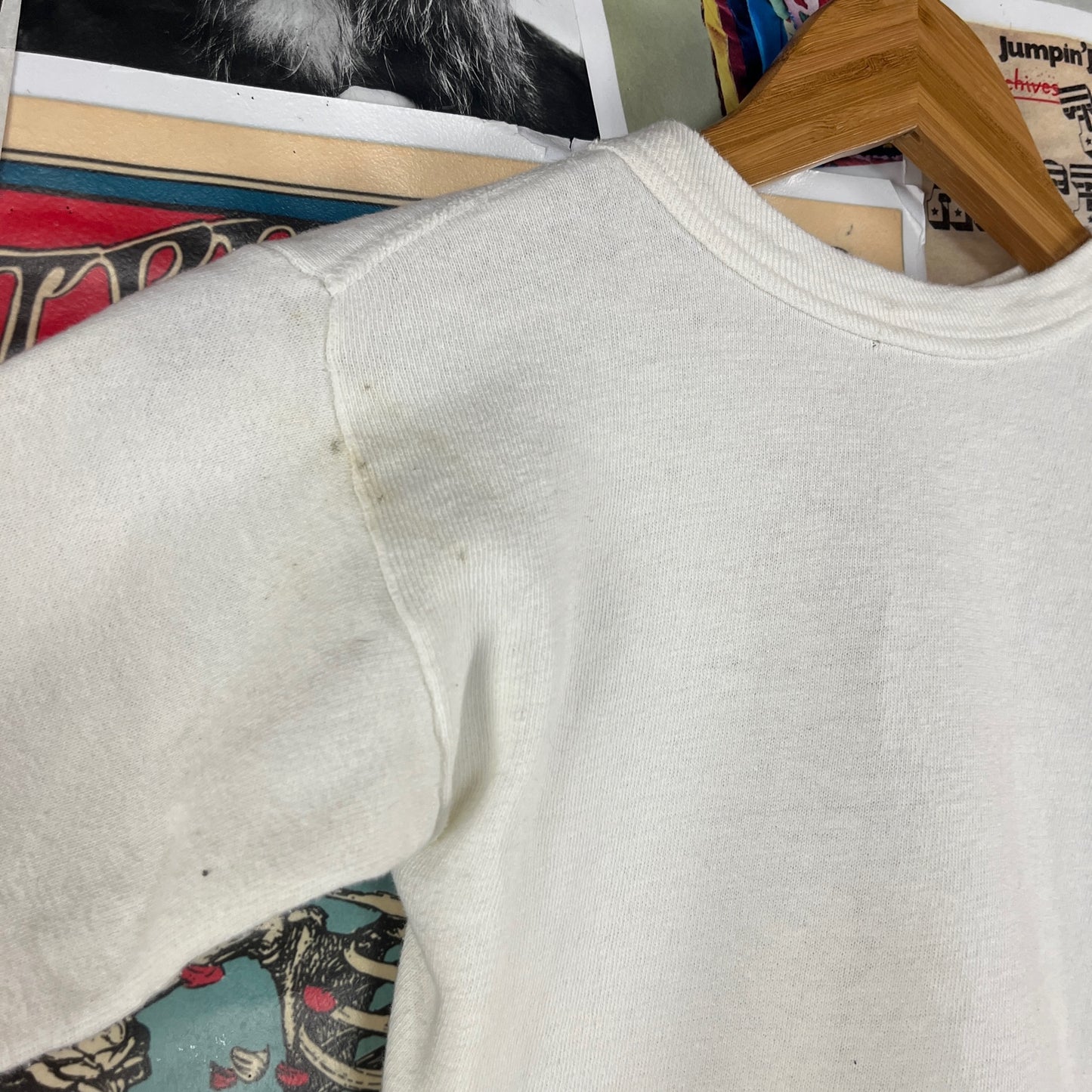 Vintage Kids 50s-60s White Red Inland Empire YMCA Fan Lake Pullover Crewneck Sweatshirt Size 5 Ages 4-5