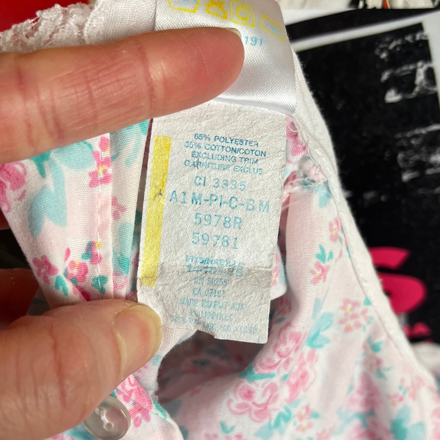 Vintage Baby Girls Kids 90s Pink Blue White Lace Floral All Over Print Embroidered Mini Togs Bubble Jumpsuit 12 Months