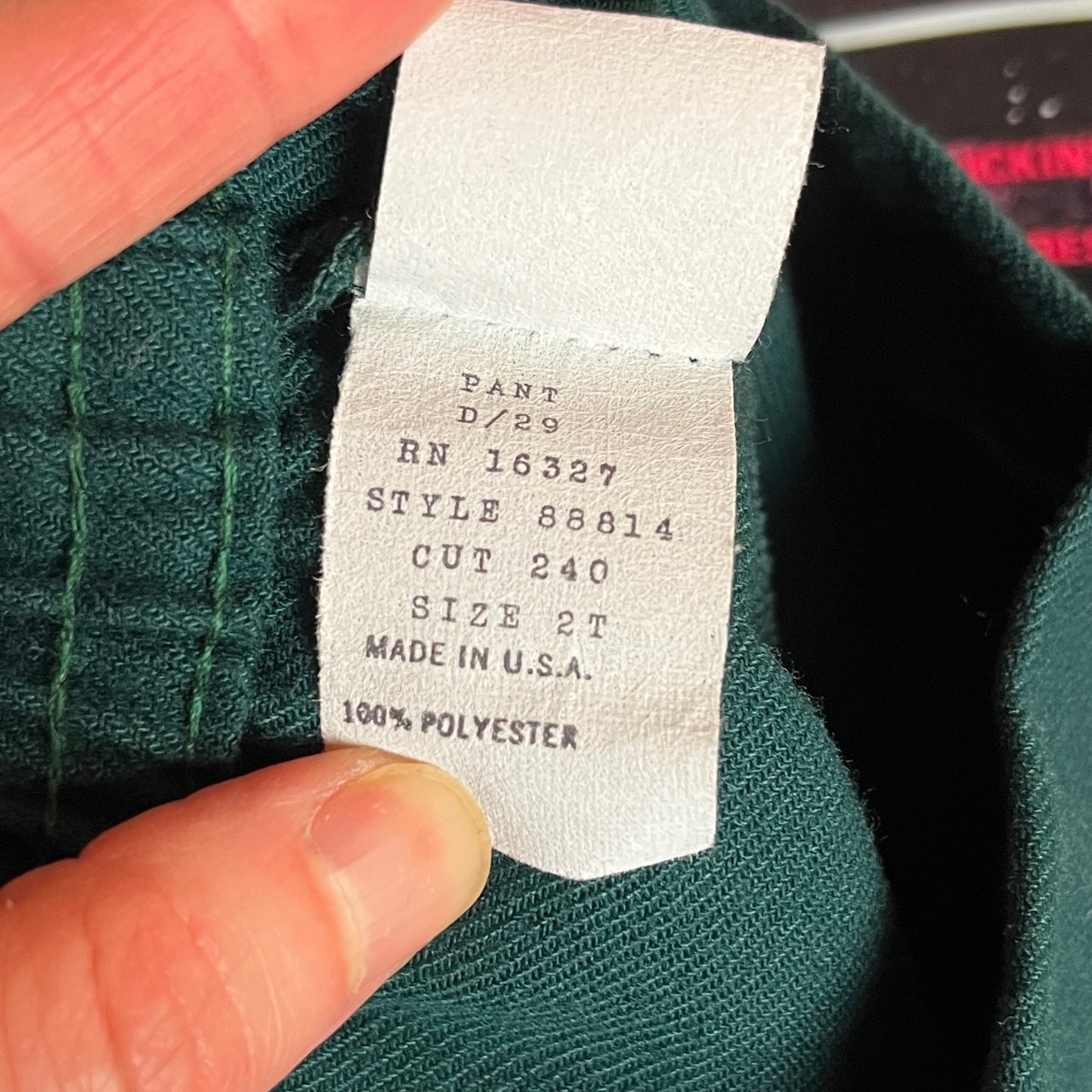 Vintage Toddler Kids 70s Forest Green Elastic Waist Polyester Straight Wide Leg Trouser Pants Boys 2T Slim