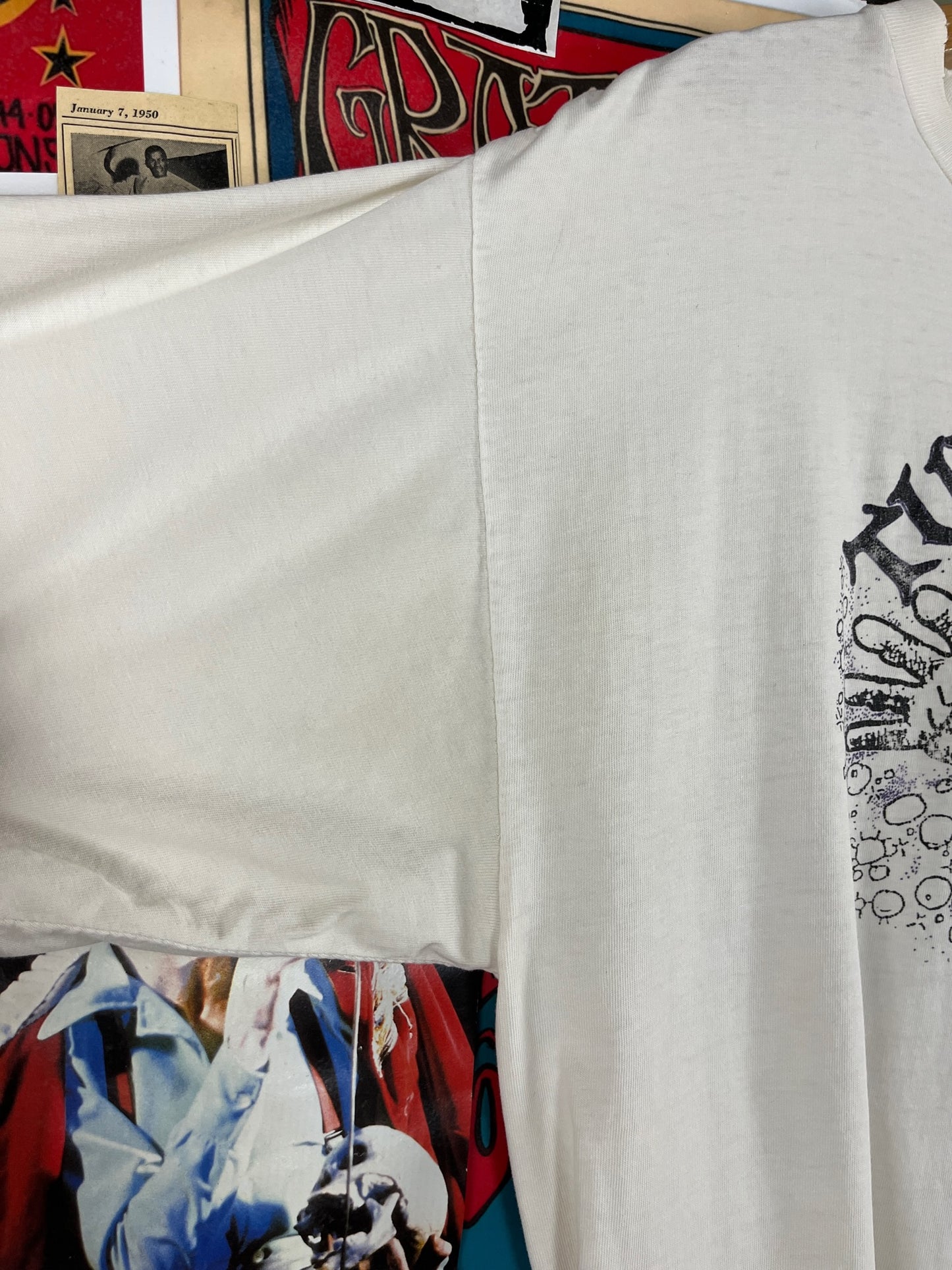 Vintage 90s Funny Turn to Shit Wizard All Cotton Graphic Crewneck Novelty T-Shirt Mens Large