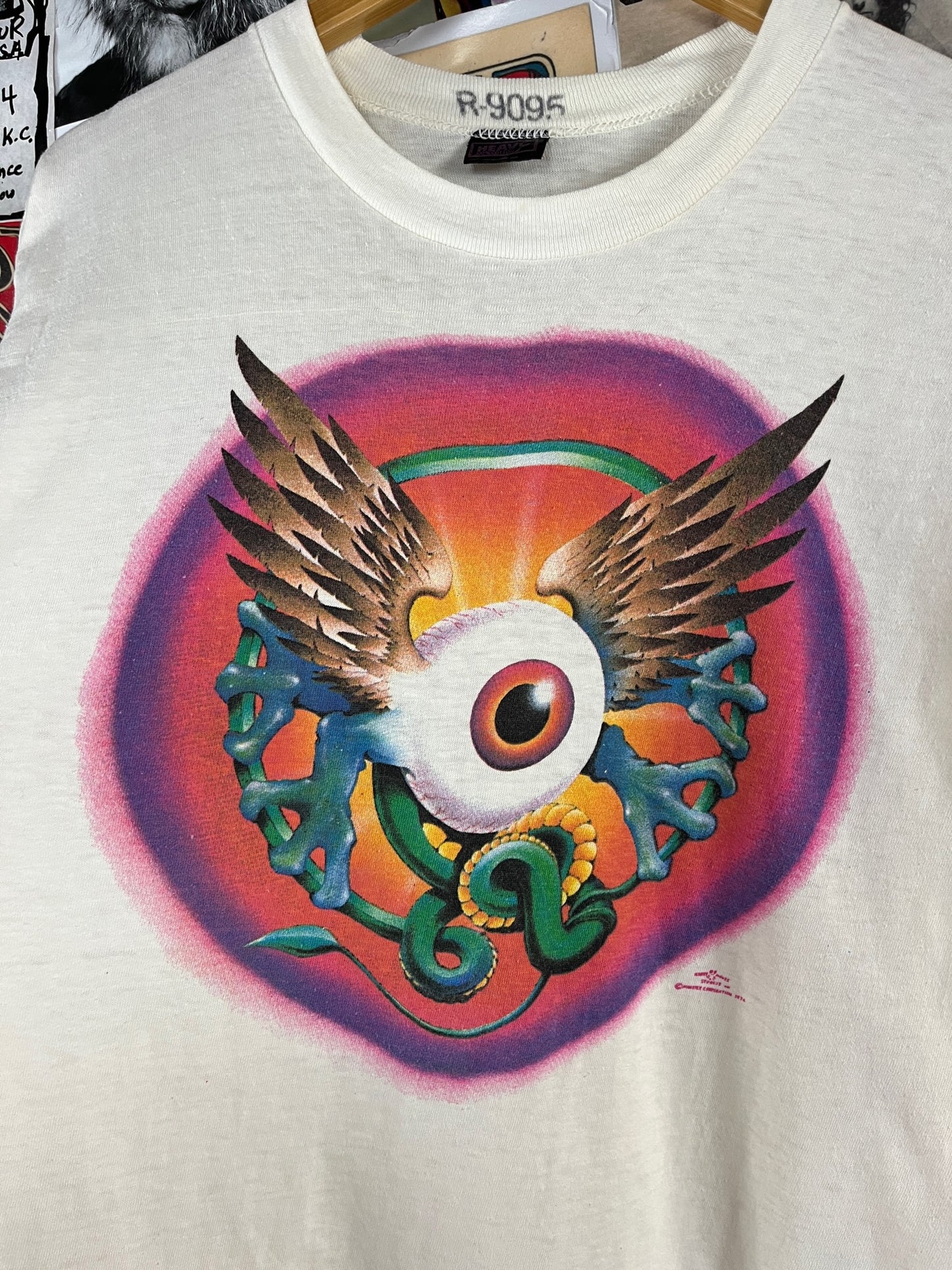 Vintage 70s Stanley Mouse Alton Kelley Flying Eye Grateful Dead Jimi Hendrix White Single Stitch Heavy All Cotton Graphic T-Shirt