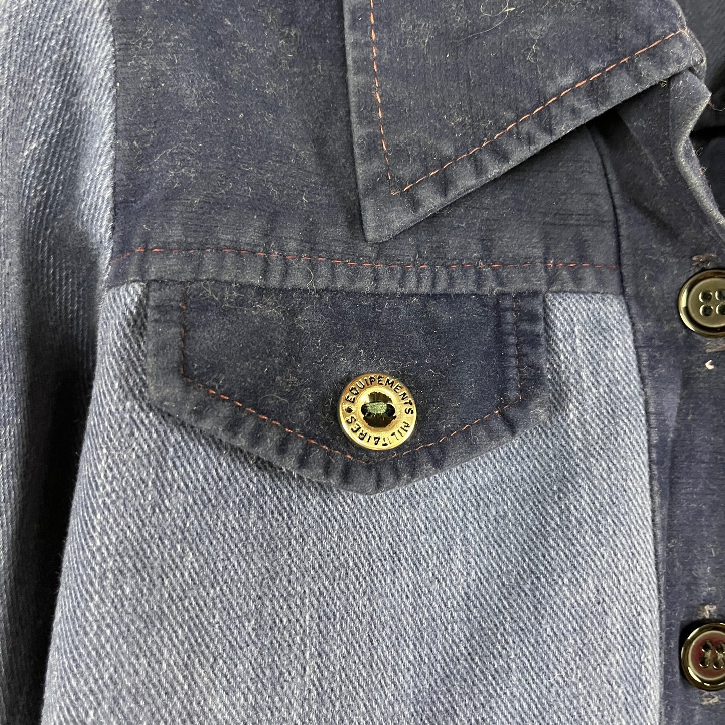 Vintage Toddler Kids Girls Retro 70s Blue Two Tone Denim Velvet Cropped Collared Button Up Shirt Shacked Jacket 4T