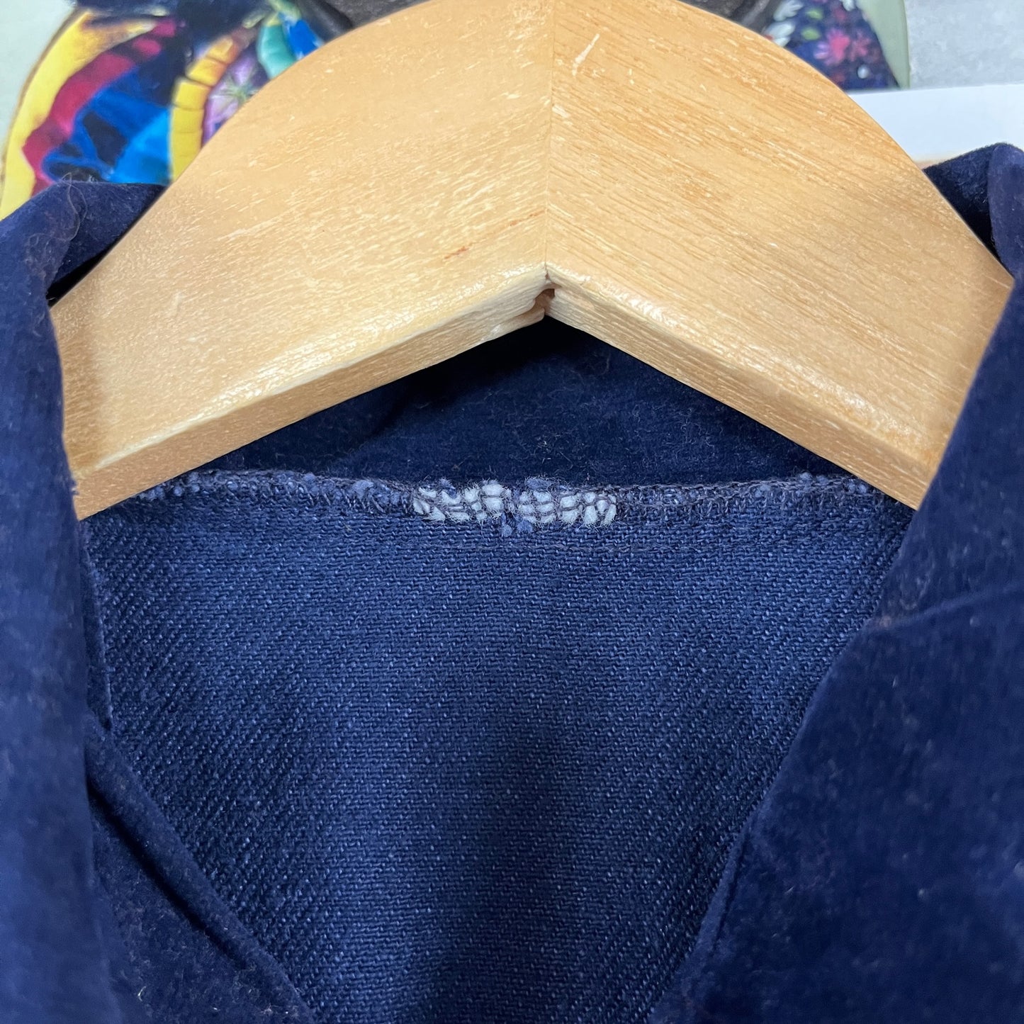 Vintage Toddler Kids Girls Retro 70s Blue Two Tone Denim Velvet Cropped Collared Button Up Shirt Shacked Jacket 4T