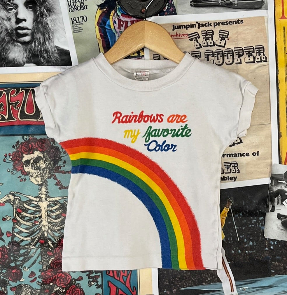 Vintage Toddler Kids 70s-80s White Rainbows Are My Favorite Color