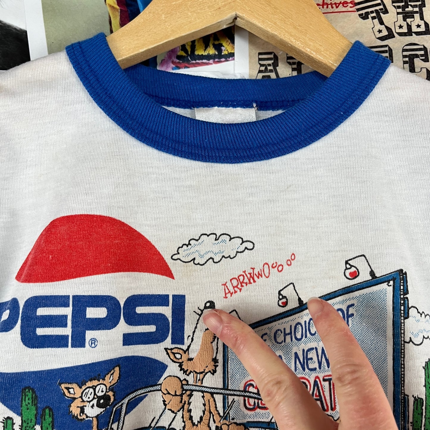 Vintage Toddler Kids Retro 80s Pepsi Cola Coyote Cruise Advertising Pop Culture Graphic Ringer Crewneck Sleeveless Tank Top T-Shirt 3T