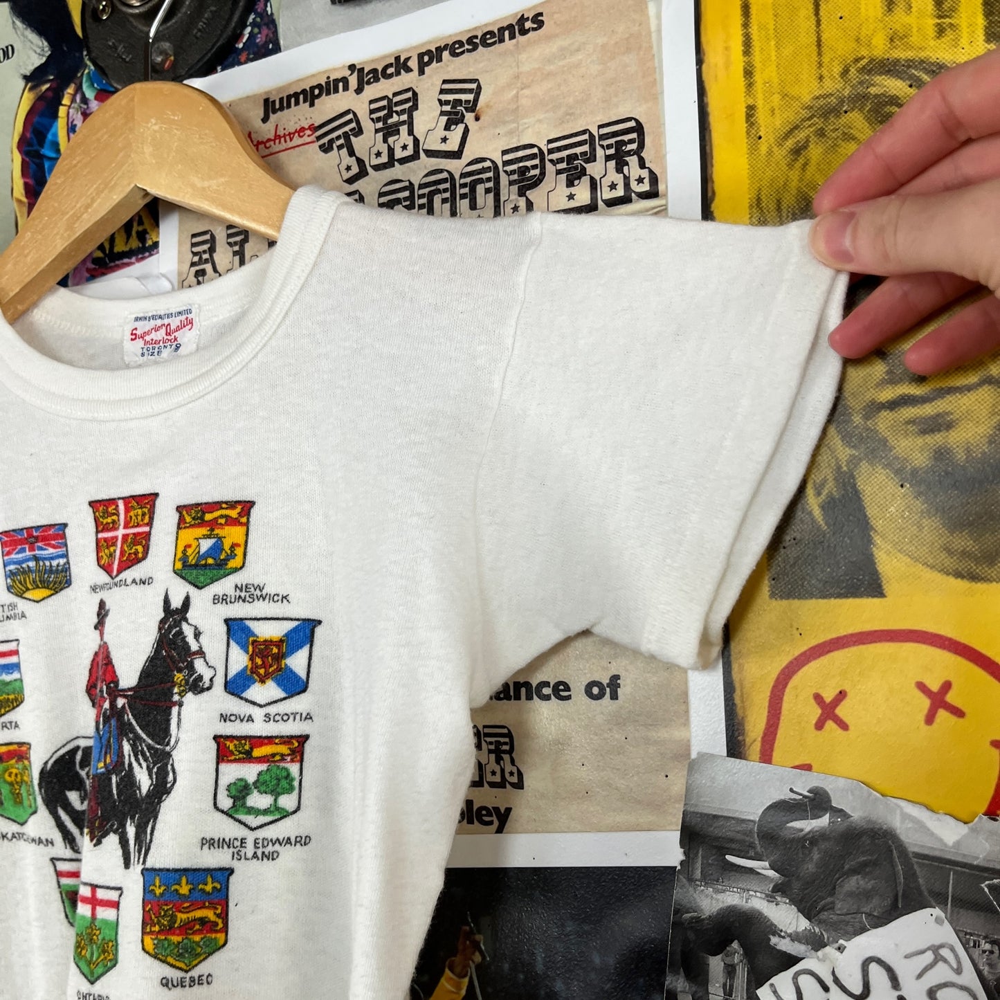Vintage Kids 1950s-60s Jasper Park Canada Souvenir Irwin Specialties Graphic Crewneck Tee T-Shirt Size 7 Age 6-7