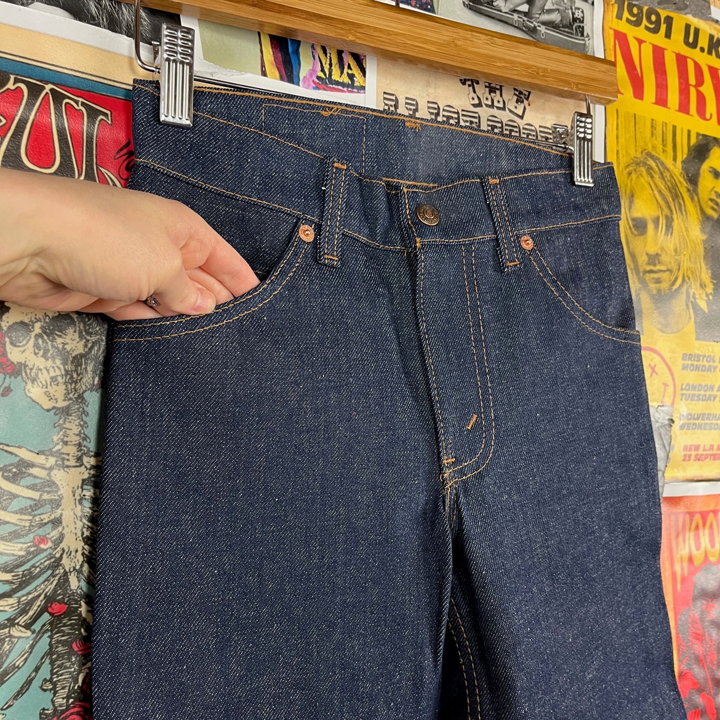 Vintage Kids Unisex 80s Dark Wash Indigo Orange Tab Levis 506 USA Denim Jeans Size 10 Ages 8-9
