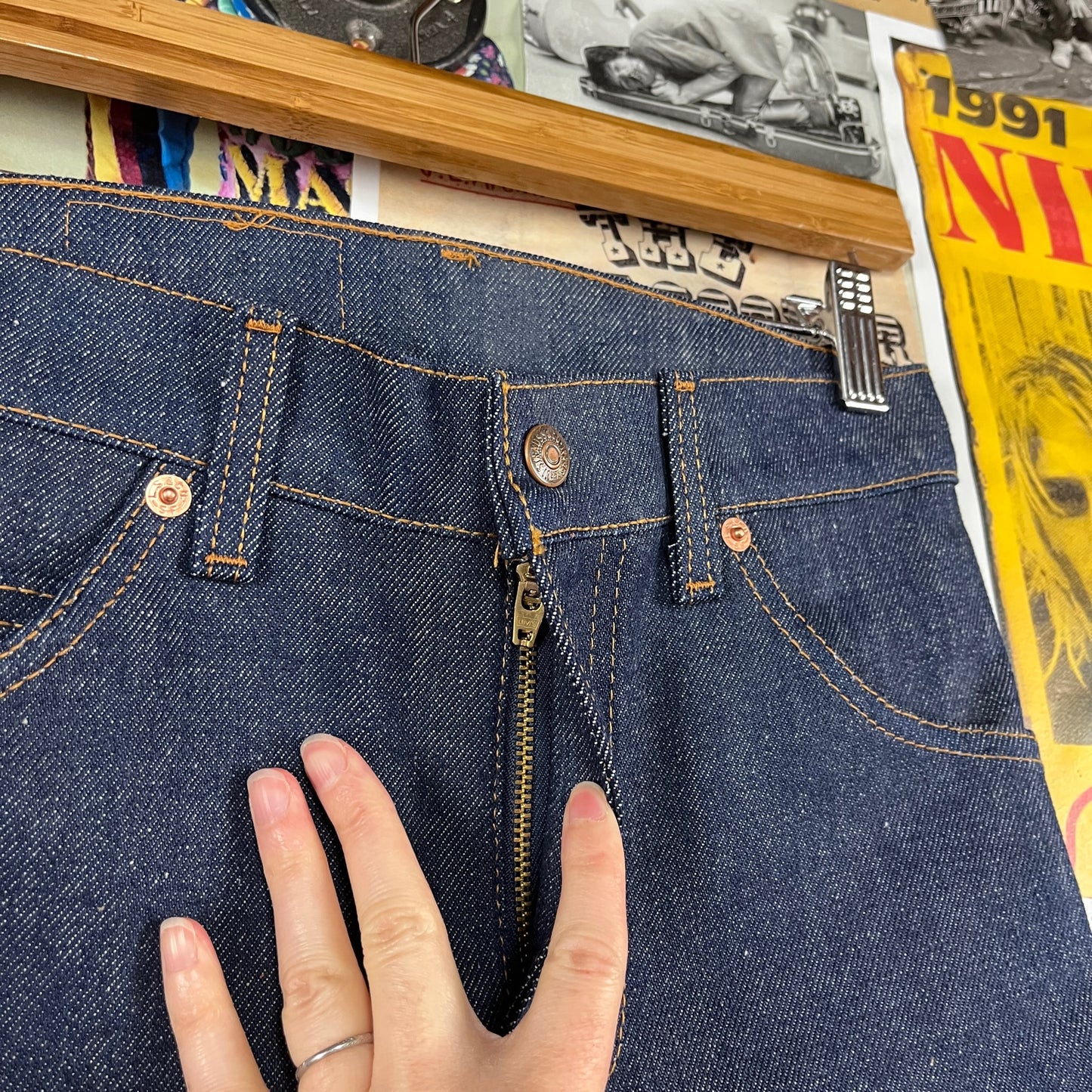 Vintage Kids Unisex 80s Dark Wash Indigo Orange Tab Levis 506 USA Denim Jeans Size 10 Ages 8-9