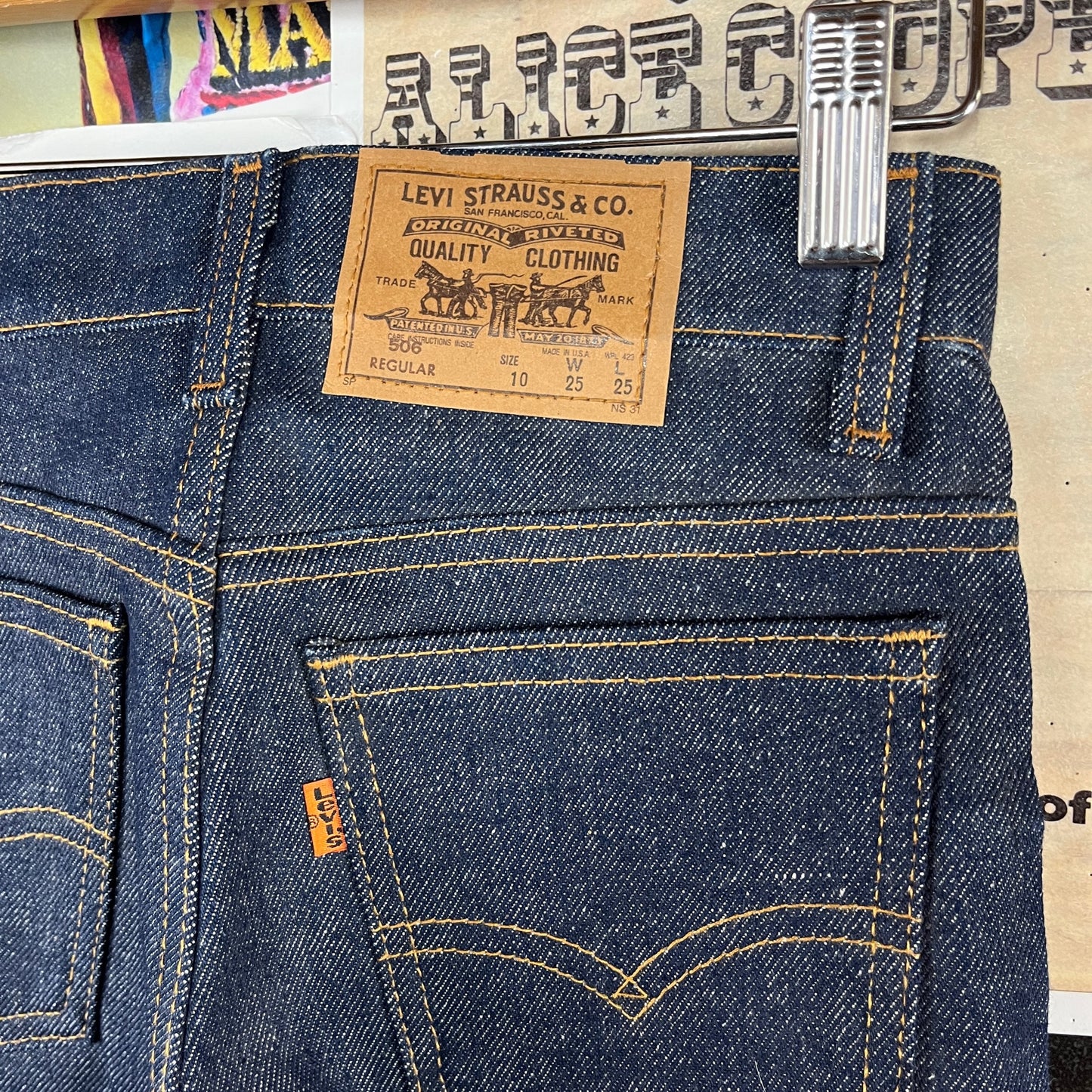 Vintage Kids Unisex 80s Dark Wash Indigo Orange Tab Levis 506 USA Denim Jeans Size 10 Ages 8-9