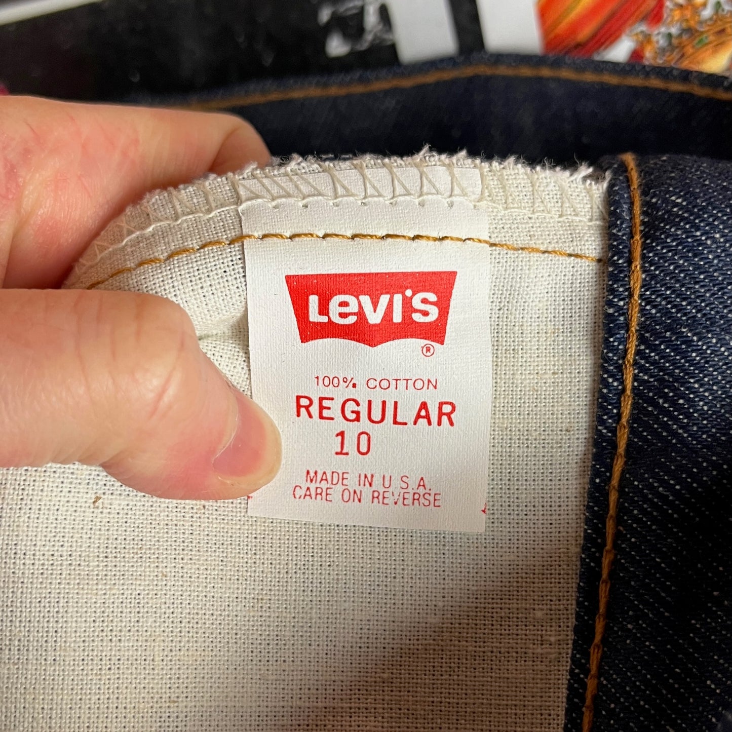 Vintage Kids Unisex 80s Dark Wash Indigo Orange Tab Levis 506 USA Denim Jeans Size 10 Ages 8-9