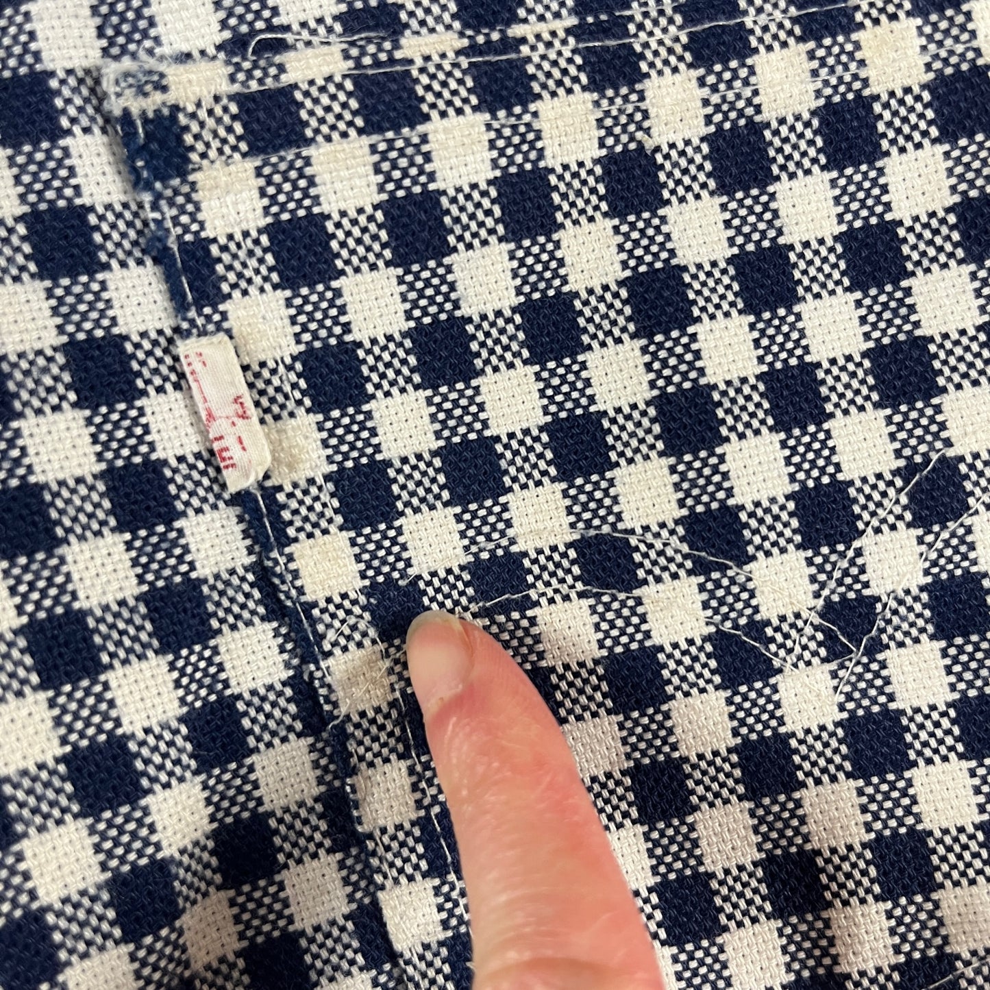 Vintage Kids 70s Blue White Gingham Plaid Levis White Tab USA Cutoffs Shorts Size 5 Slim Ages 4-5 Retro