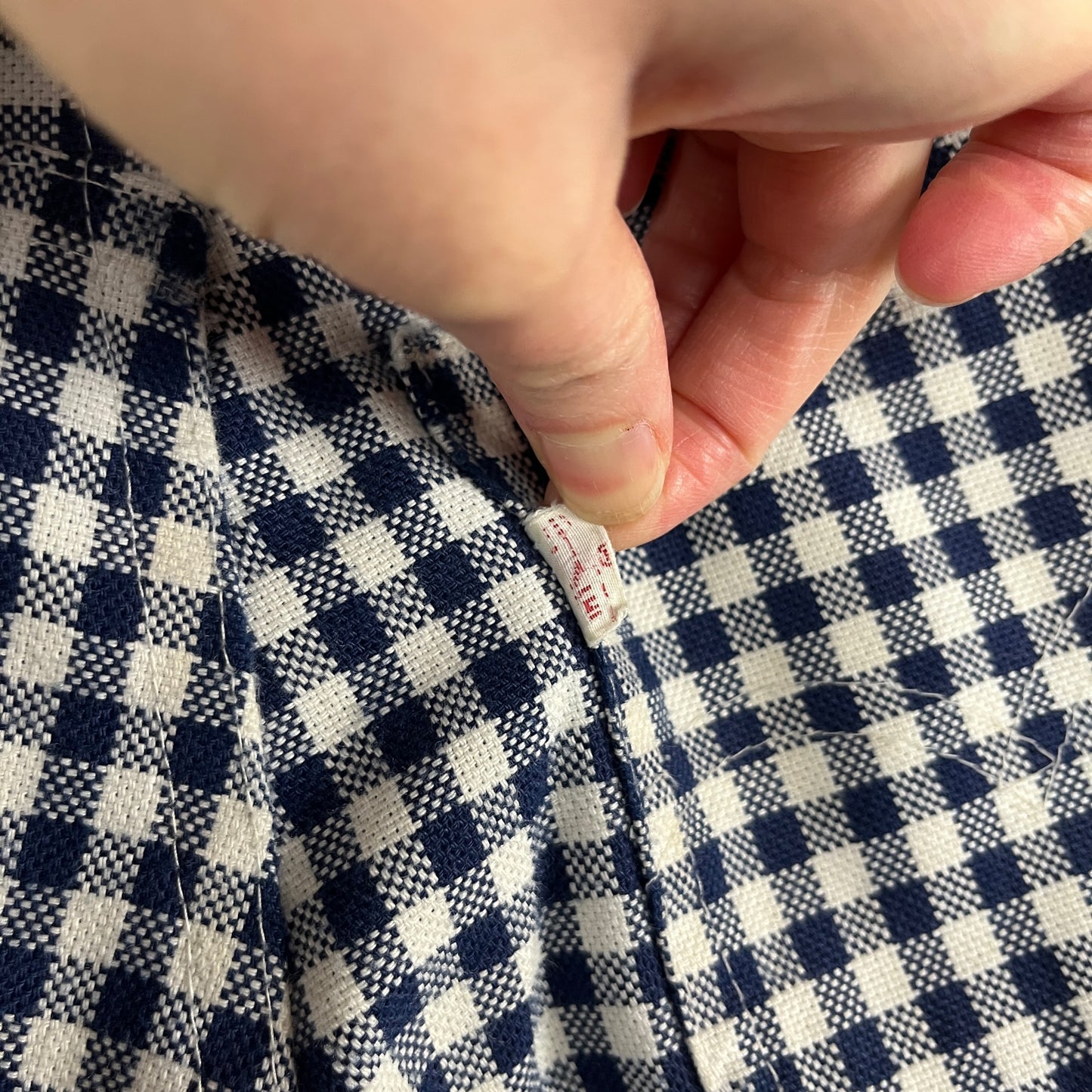 Vintage Kids 70s Blue White Gingham Plaid Levis White Tab USA Cutoffs Shorts Size 5 Slim Ages 4-5 Retro