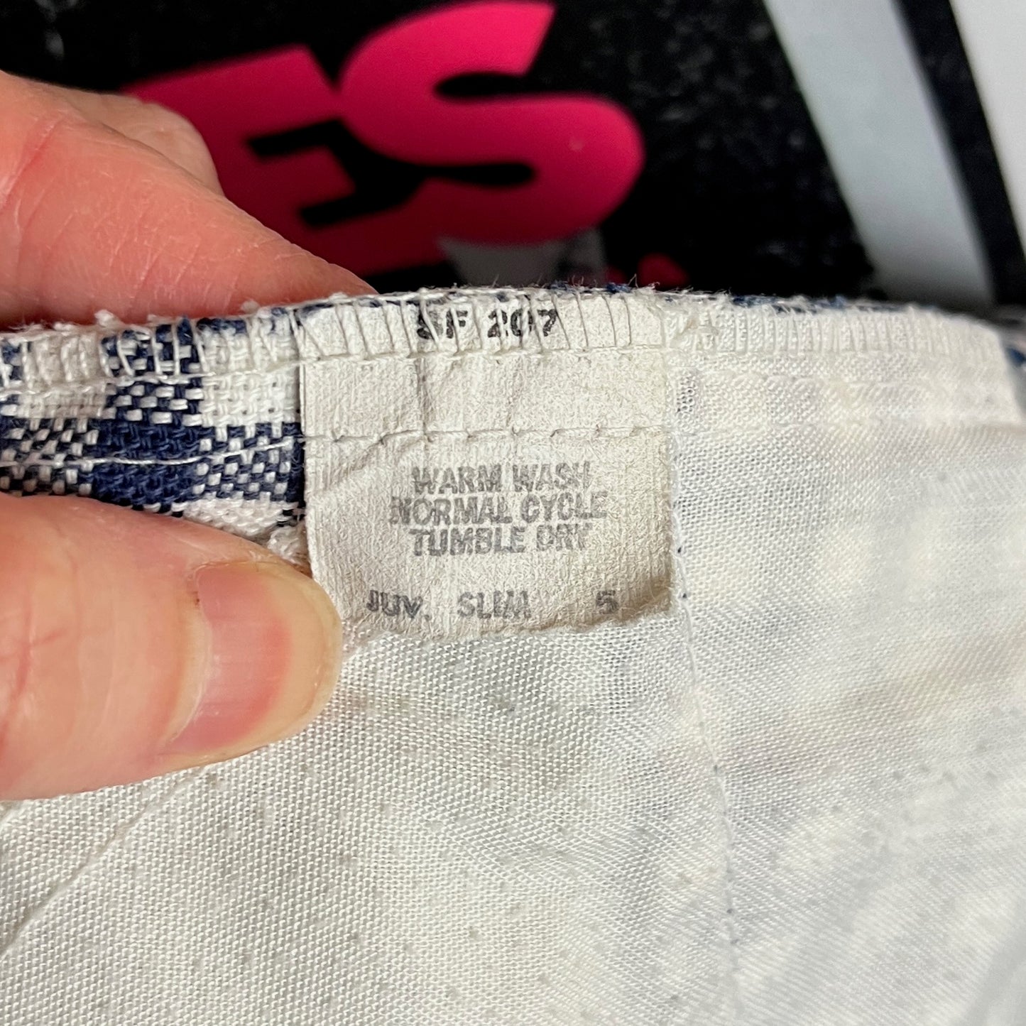 Vintage Kids 70s Blue White Gingham Plaid Levis White Tab USA Cutoffs Shorts Size 5 Slim Ages 4-5 Retro