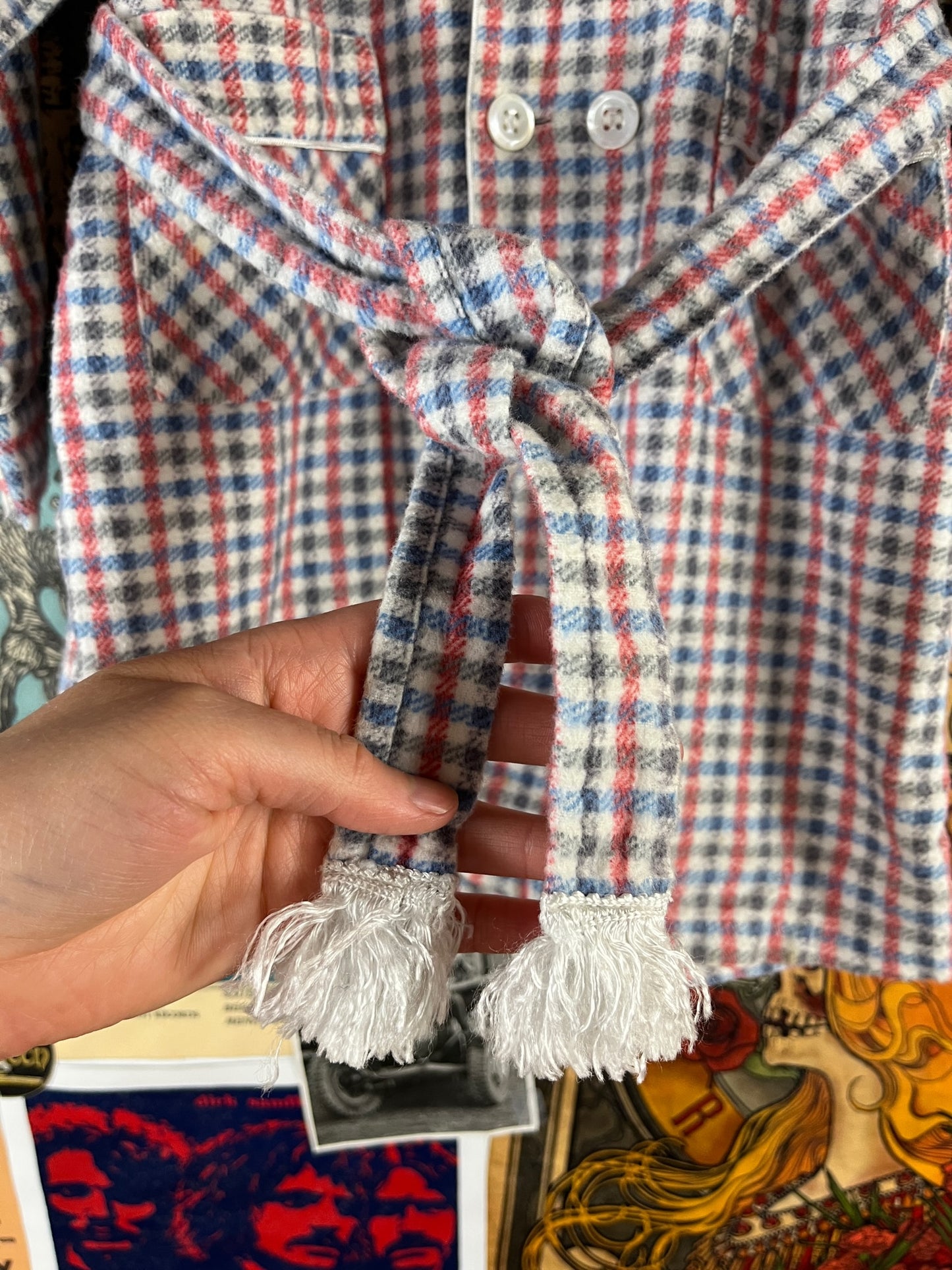 Vintage Toddler Boys Kids Retro 1950s Sanforized Double Breasted Belted Collared Loungewear Bathrobe 3T