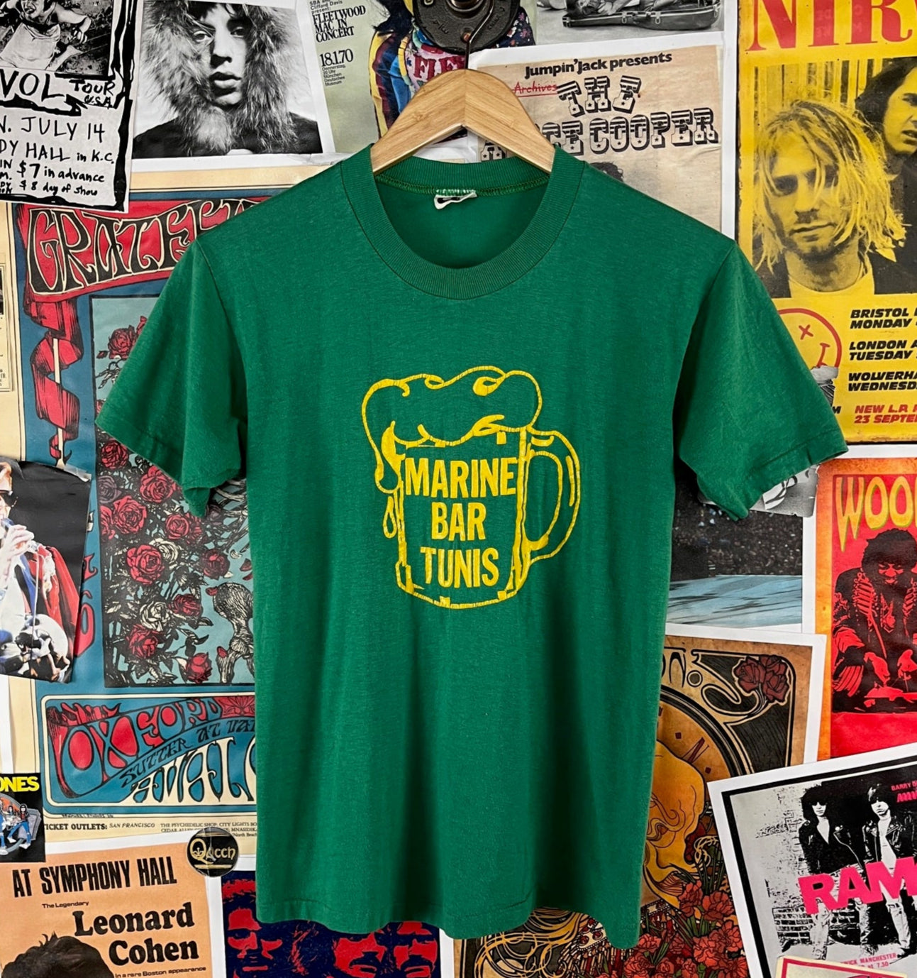 Vintage 70s Funny Marine Bar Tunis Boogie Woogie Party Hearty Double Sided Graphic Downerwear T-Shirt