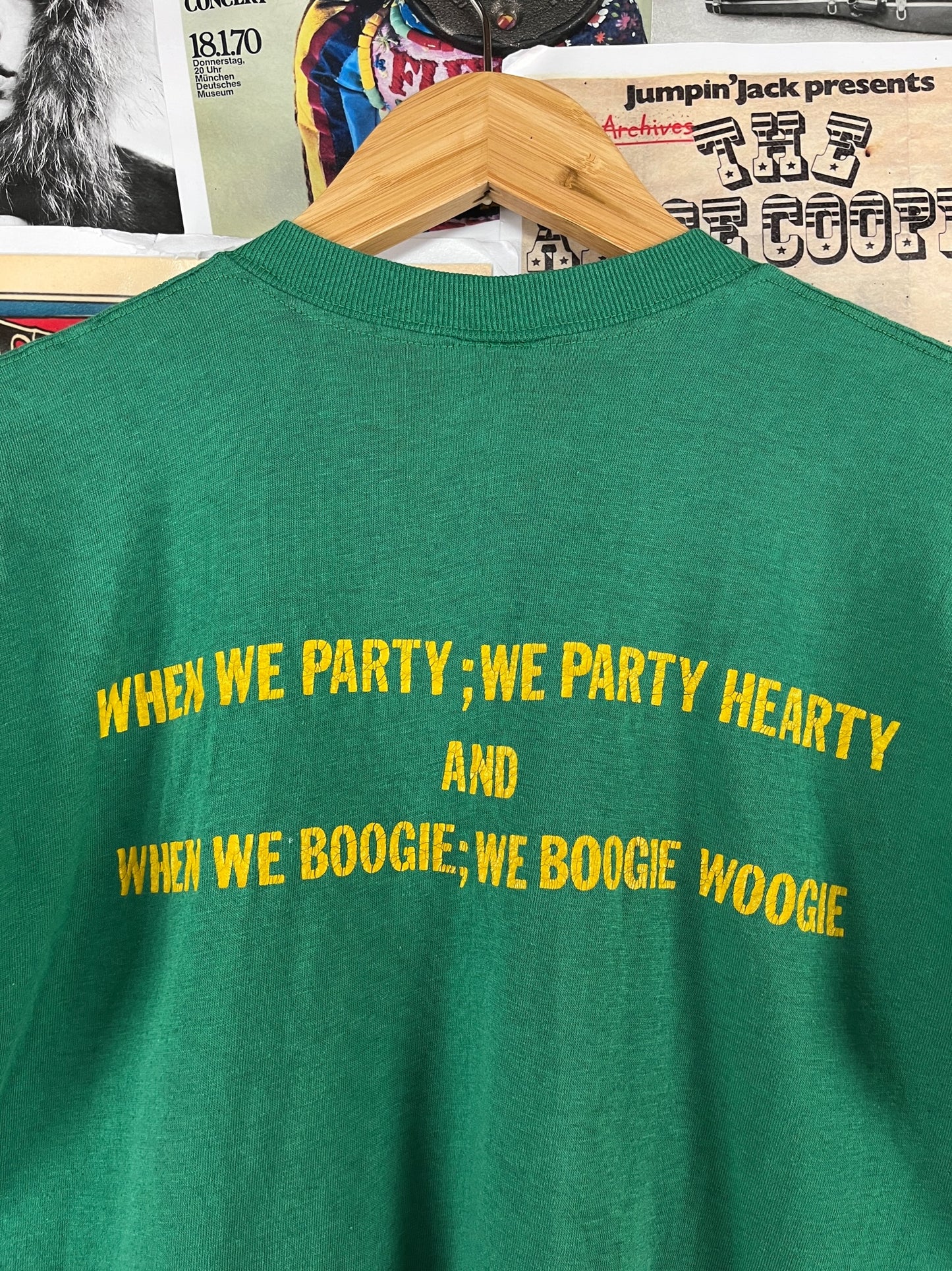 Vintage 70s Funny Marine Bar Tunis Boogie Woogie Party Hearty Double Sided Graphic Downerwear T-Shirt