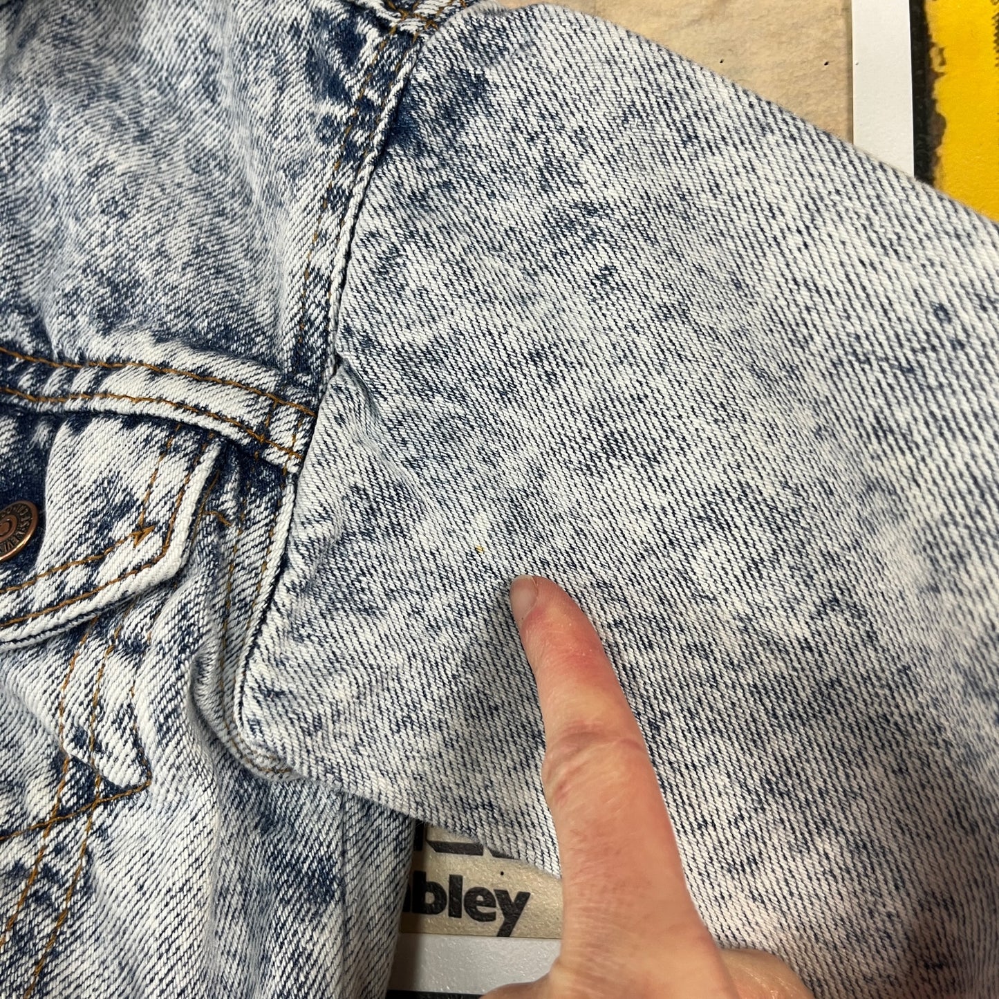 Vintage Toddler Boy Girl Kids 80s-90s Light Acid Wash Levis Orange Tab USA Denim Jean Trucker Jacket 12-18 Months