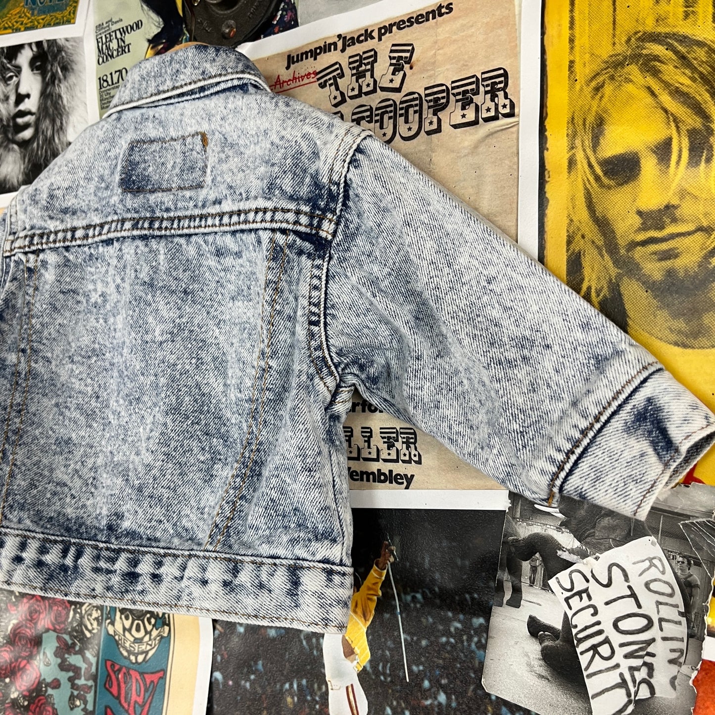 Vintage Toddler Boy Girl Kids 80s-90s Light Acid Wash Levis Orange Tab USA Denim Jean Trucker Jacket 12-18 Months