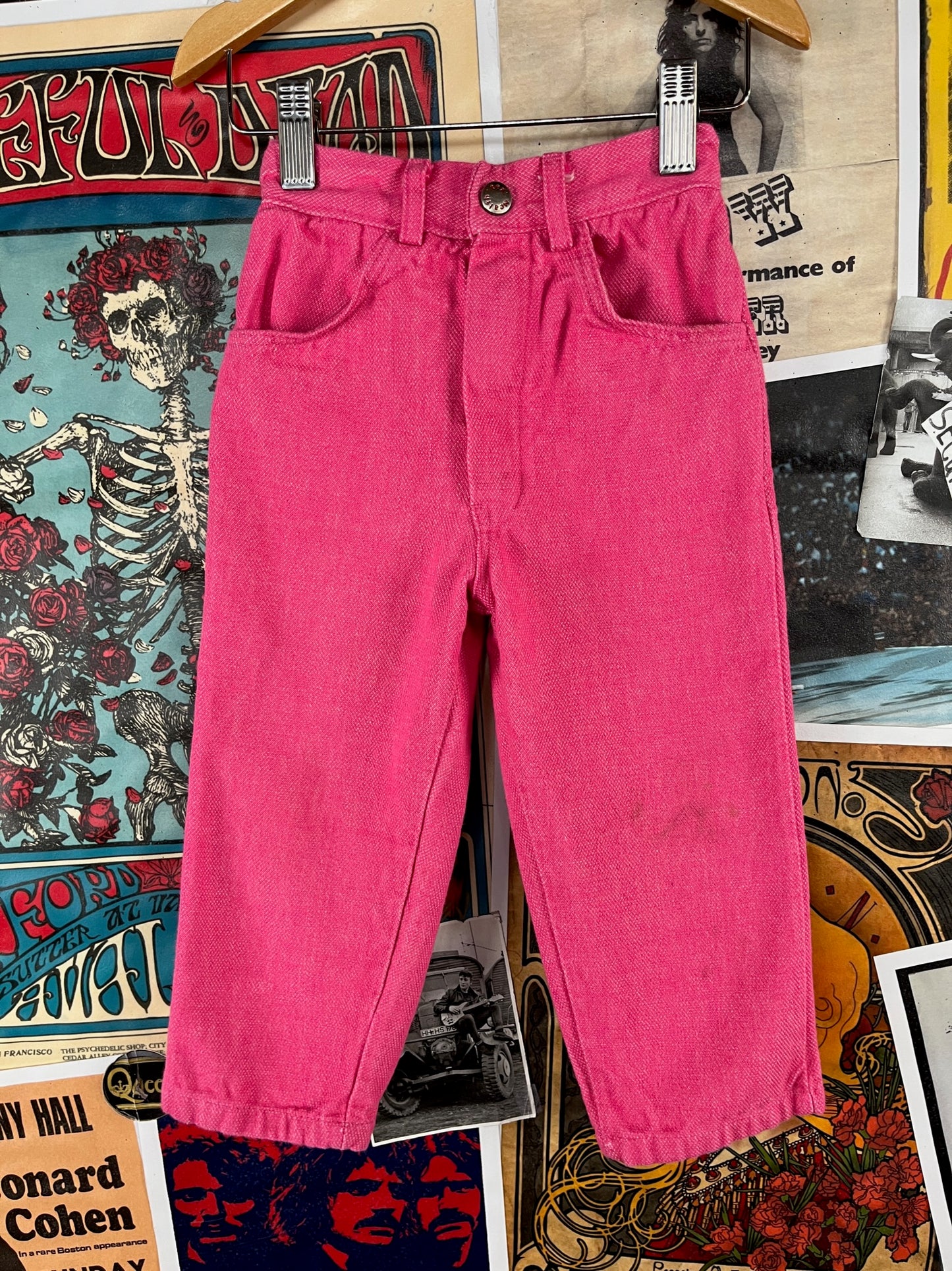 Vintage Toddler Girls Kids 60s-70s Retro Bright Pink Health-tex Ranch Togs Elastic Waist Pants Size 4 Slim Ages 3-4