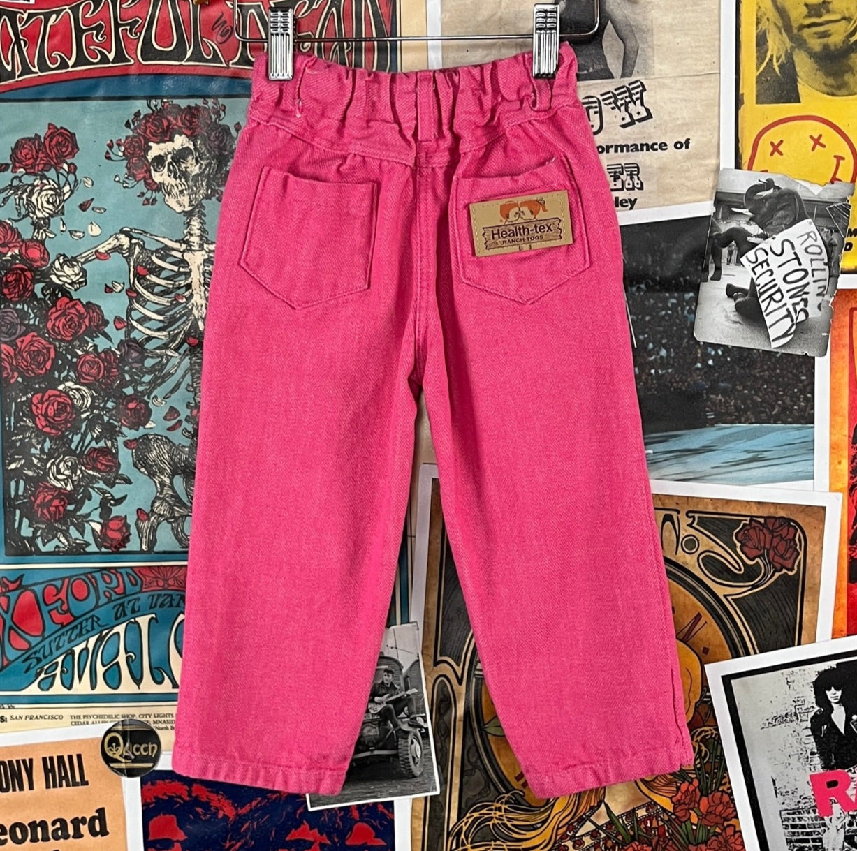 Vintage Toddler Girls Kids 60s-70s Retro Bright Pink Health-tex Ranch Togs Elastic Waist Pants Size 4 Slim Ages 3-4