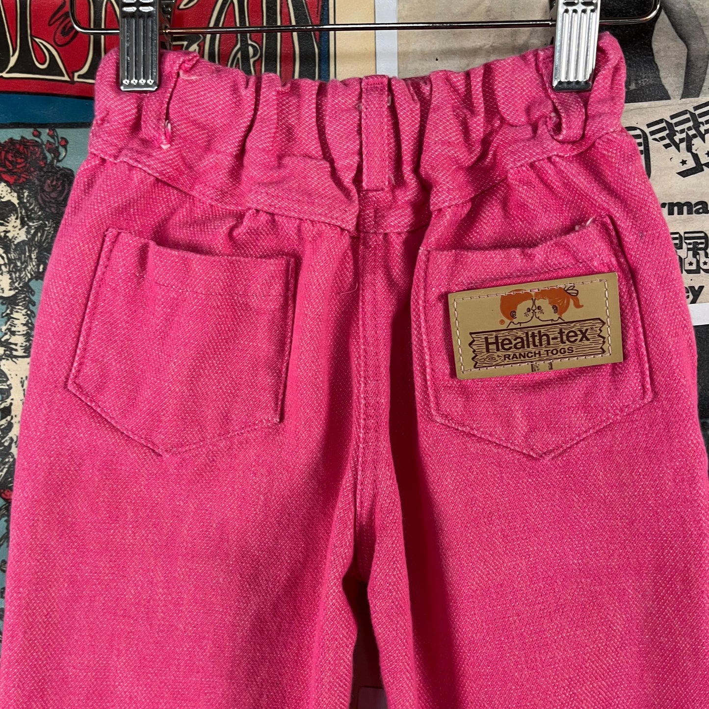 Vintage Toddler Girls Kids 60s-70s Retro Bright Pink Health-tex Ranch Togs Elastic Waist Pants Size 4 Slim Ages 3-4