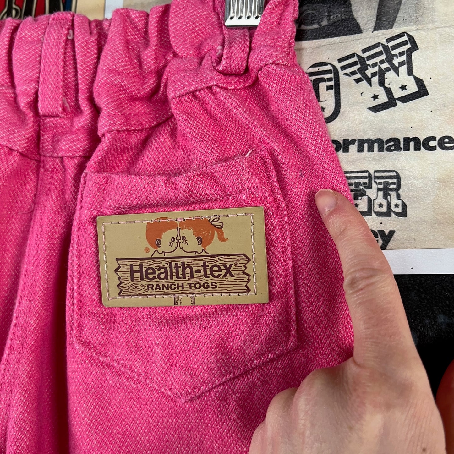 Vintage Toddler Girls Kids 60s-70s Retro Bright Pink Health-tex Ranch Togs Elastic Waist Pants Size 4 Slim Ages 3-4