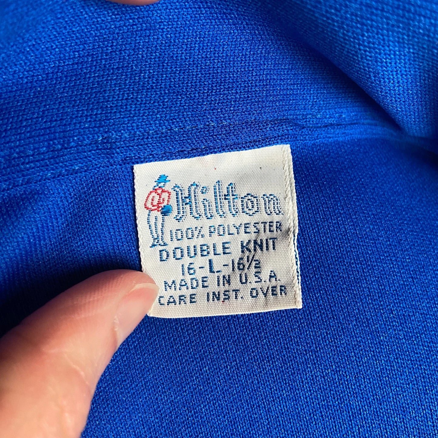 Vintage Mens 70s Bernie Schmick Inc. Hilton Knit Chainstitch Team Bowling Pullover Polo Shirt Large Rockabilly