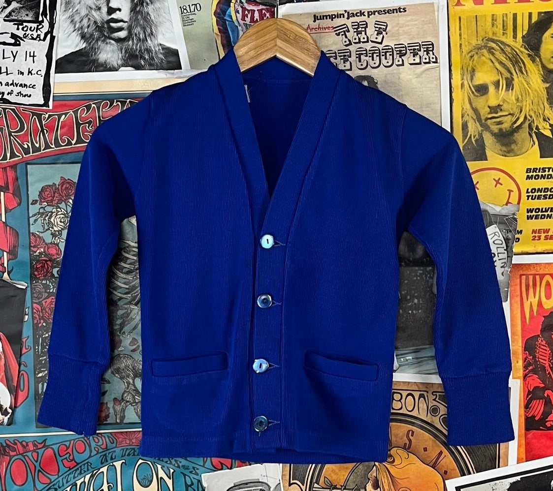 Vintage boys kids 60s letterman style cardigan sweater Ivy League style.