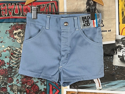 Vintage boys 70s 80s blue Billy the Kid Shorts size 7 slim ages 6 to 7