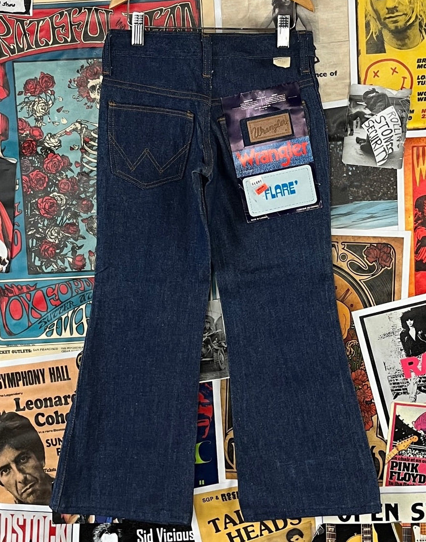 Vintage kids 70s 80s deadstock Wrangler denim jean flares ages 7-8. 