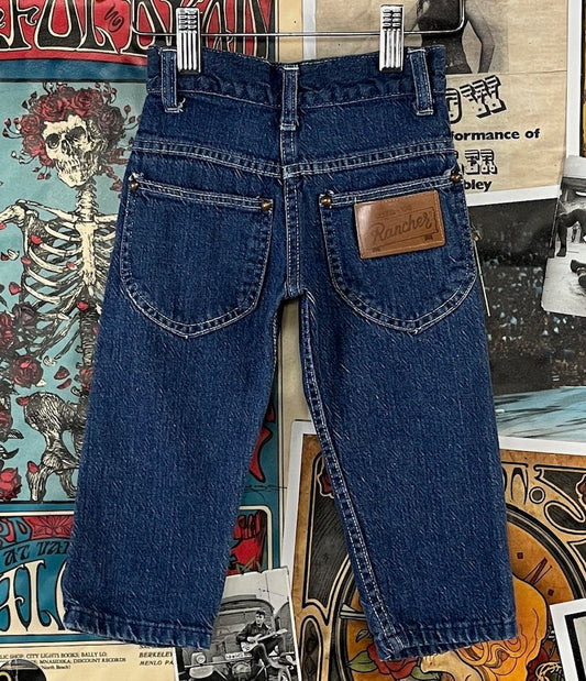 Vintage baby 70s blue Devil Dog Rancher rockabilly jeans 6-9 months.