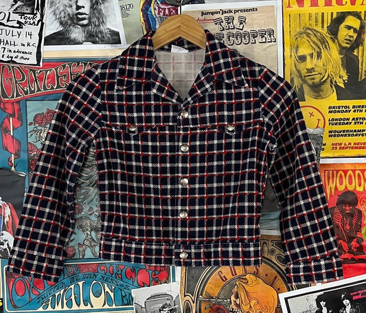 Vintage 70s boys plaid Billy the Kid corduroy snap jacket ages 5 to 6. 