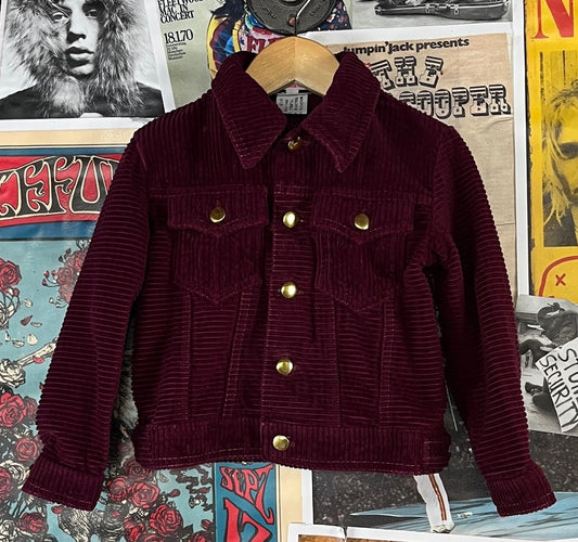 Vintage maroon red 60s 70s kids corduroy jacket 2T.